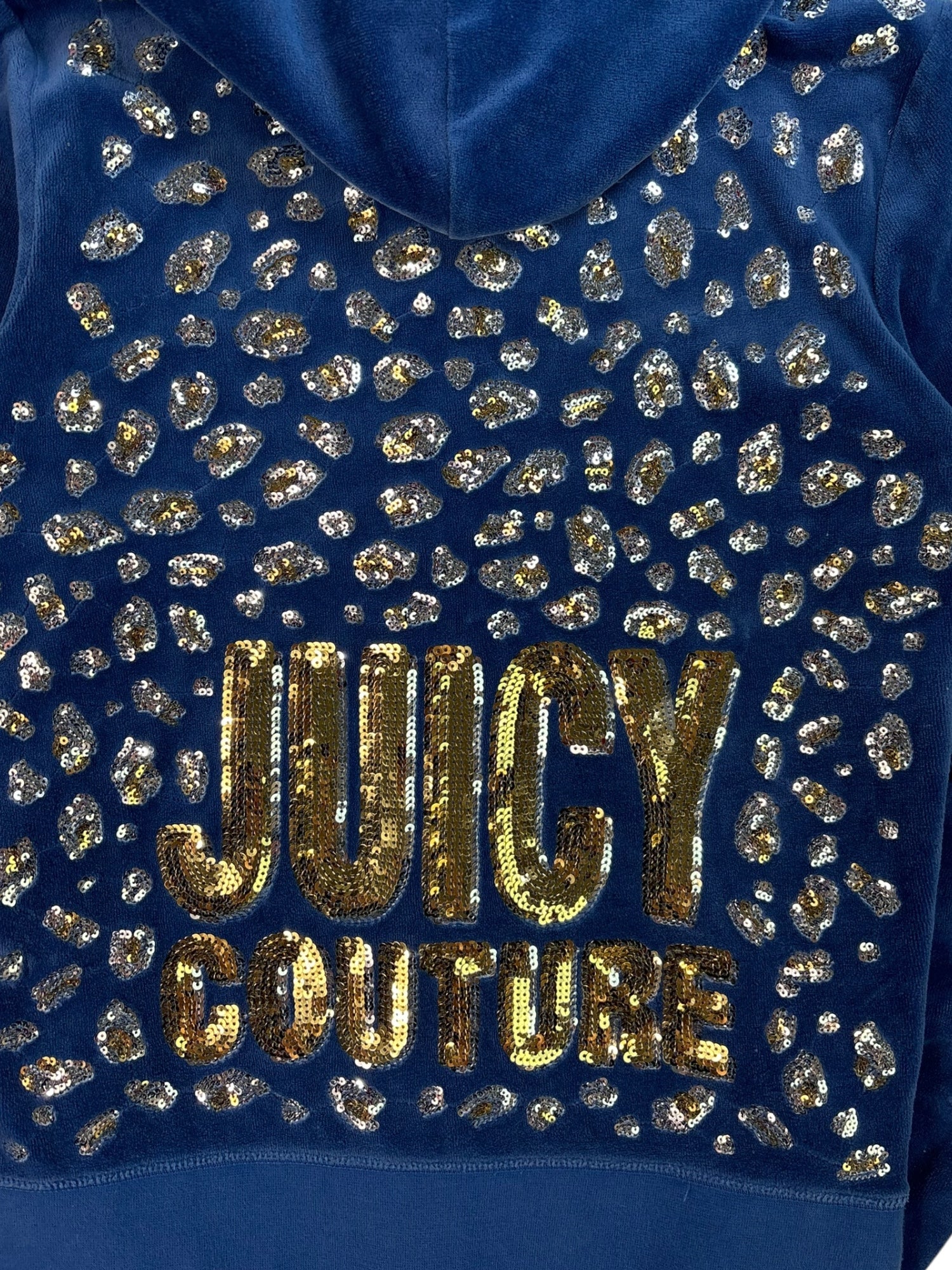 (S) Blue Sequinned Juicy Couture Velour Zip-up Hoodie