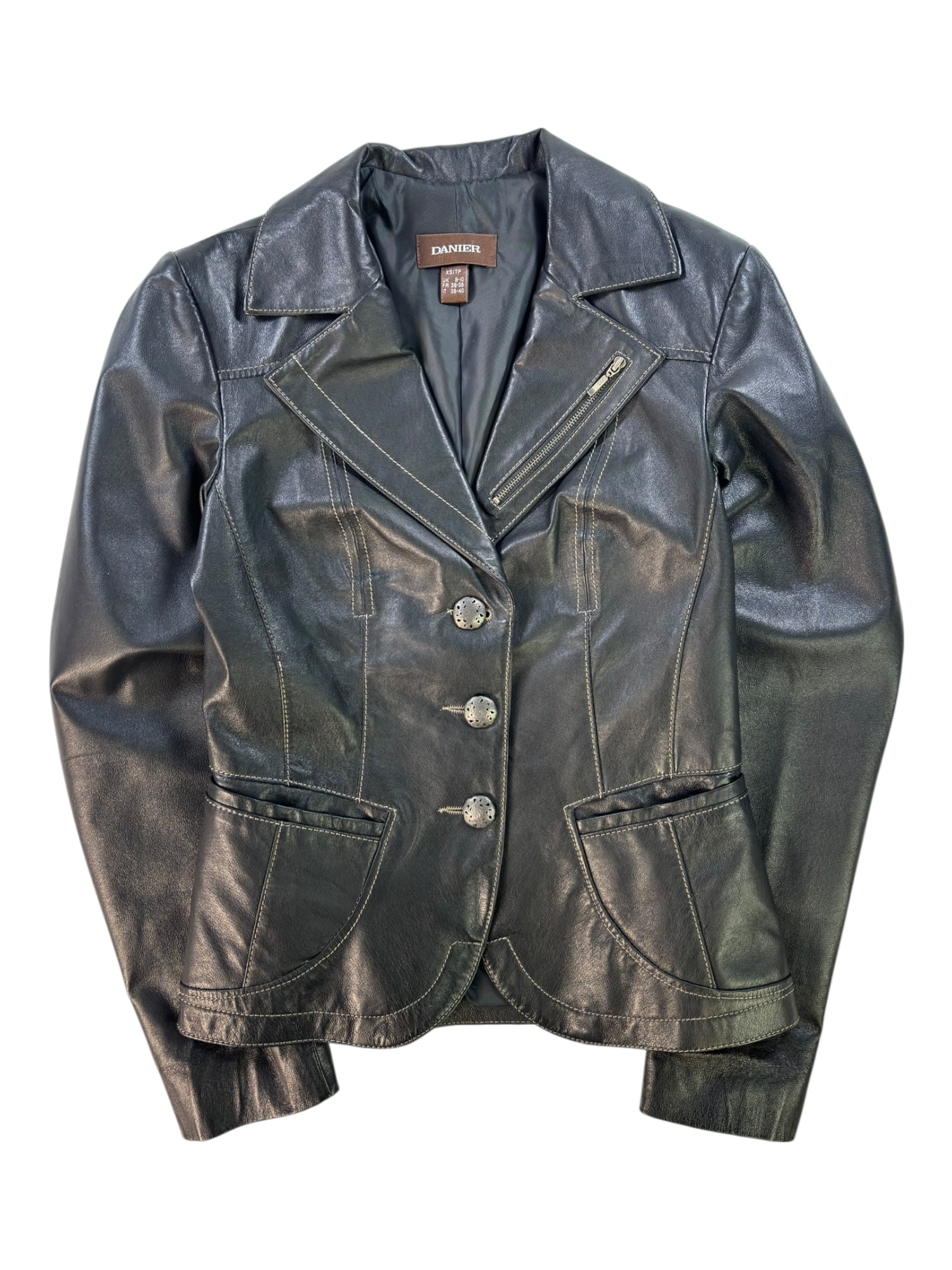 (XS) Danier Button Up Leather Jacket