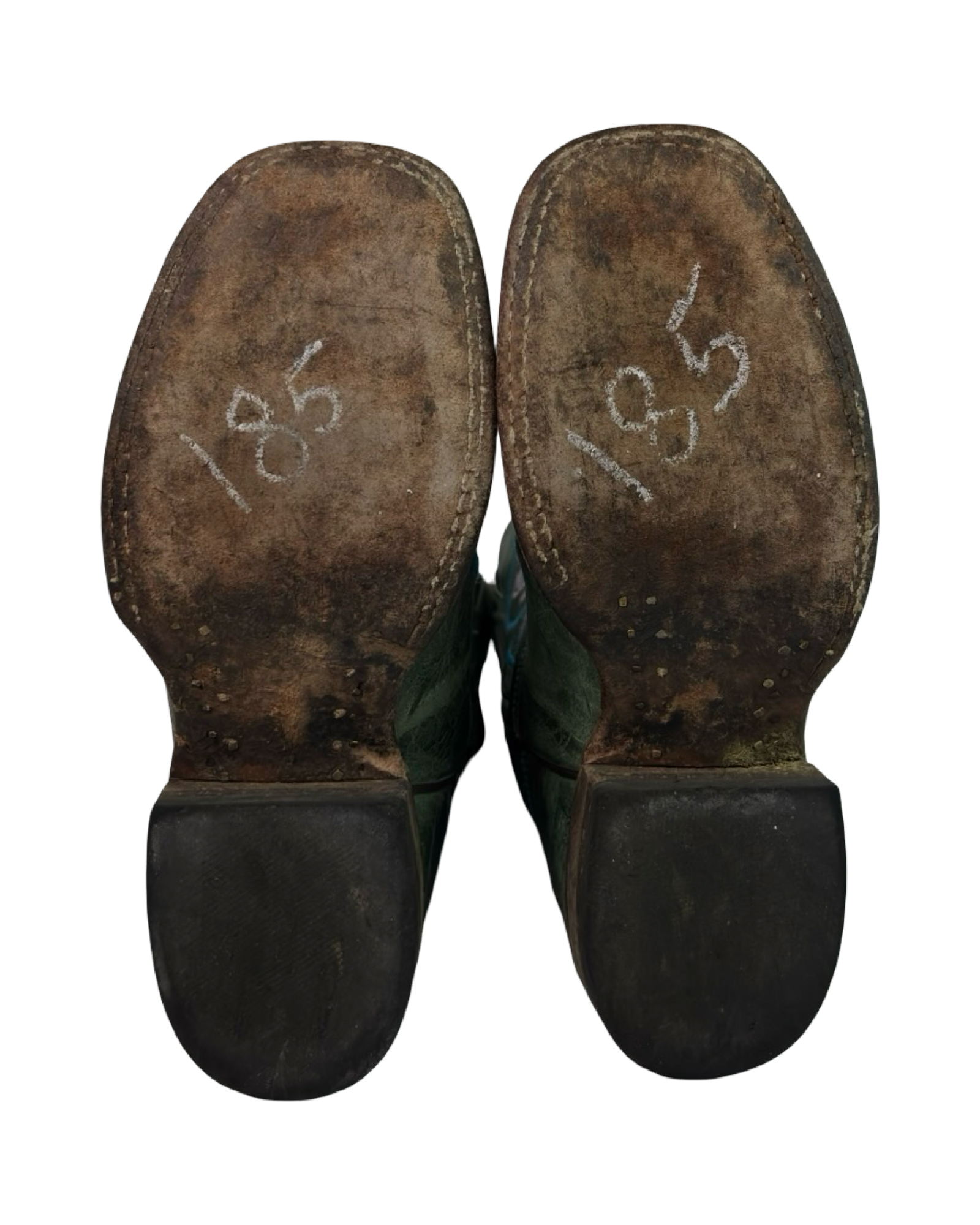 (5.5) Teal Green Vintage Butterfly Embroidered Cowboy Boots