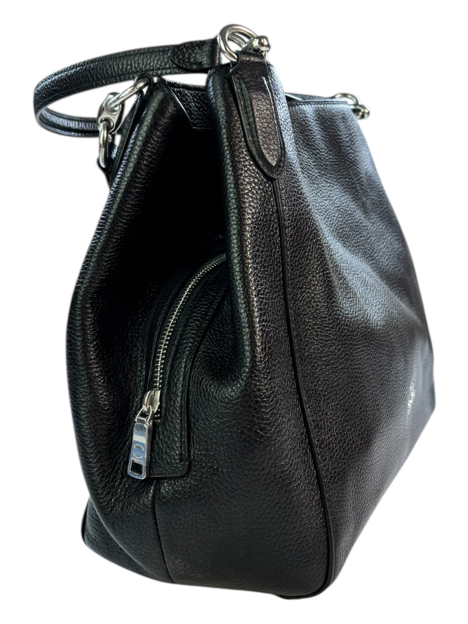 (O/S) Coach Hallie Shoulder Bag Black Pebbled Leather