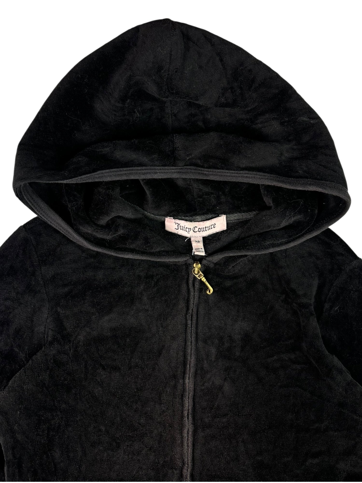(XS) Black Embellished Juicy Couture Zip-up Hoodie