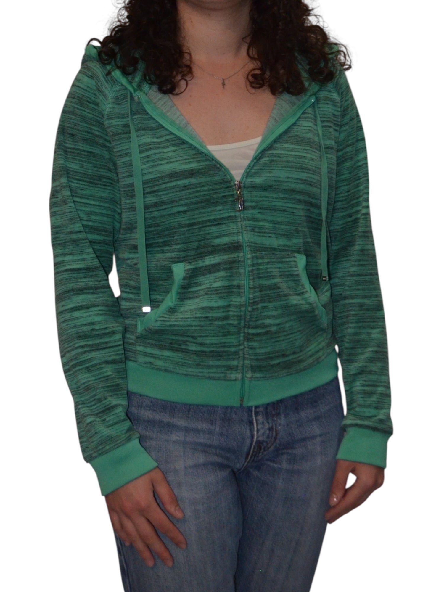 (M) Green Printed Juicy Couture Velour Zip Up Hoodie