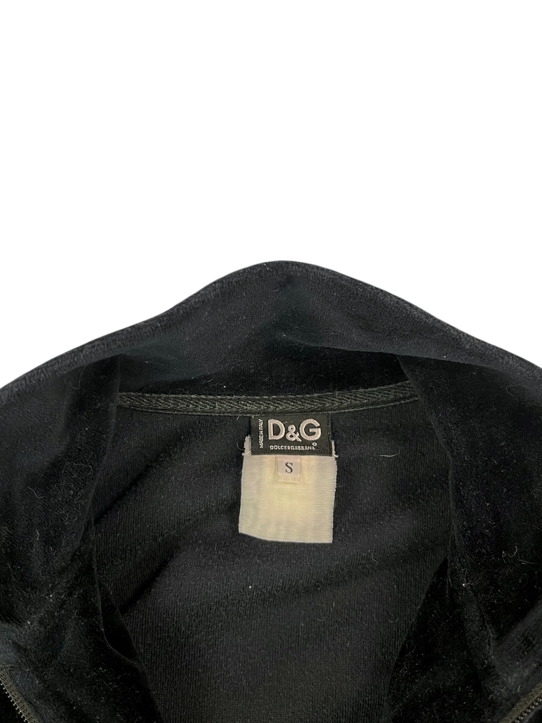(S) Dolce and Gabbana Velour Collared  Zip Up