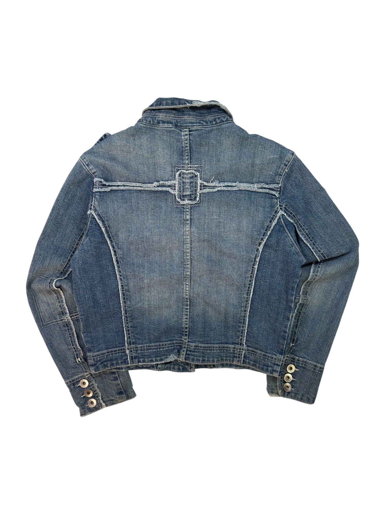 (M) Y2k Nevada Raw Hemmed Denim Jacket