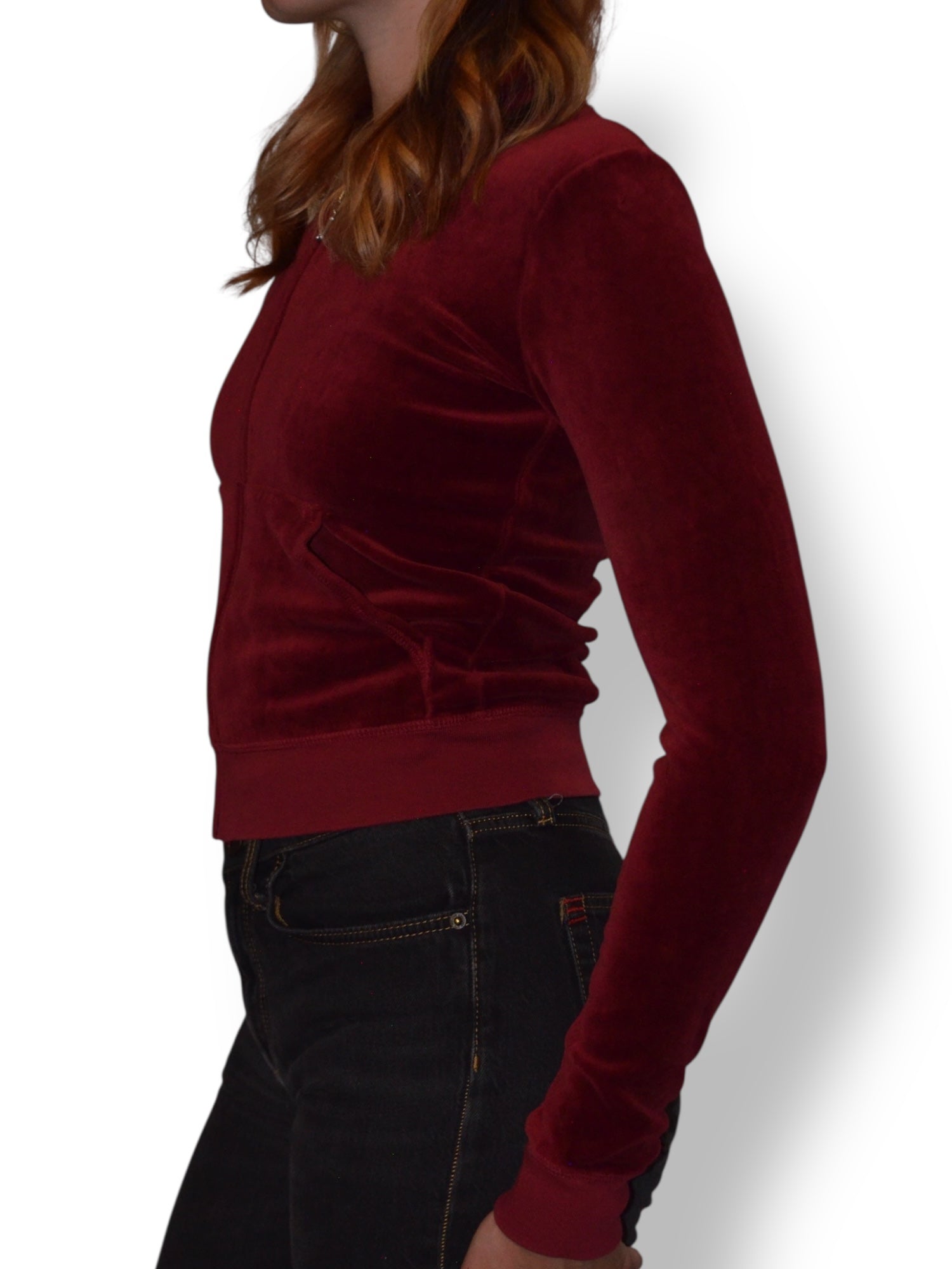 (S) Dark Red Juicy Couture Velour Zip-up