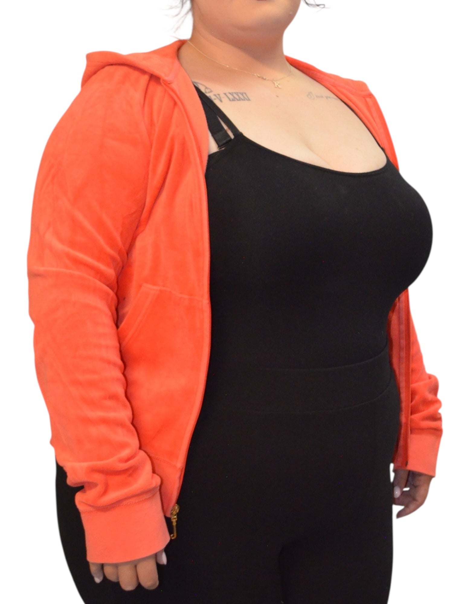 (L) Coral Juicy Couture Velour Zip-up