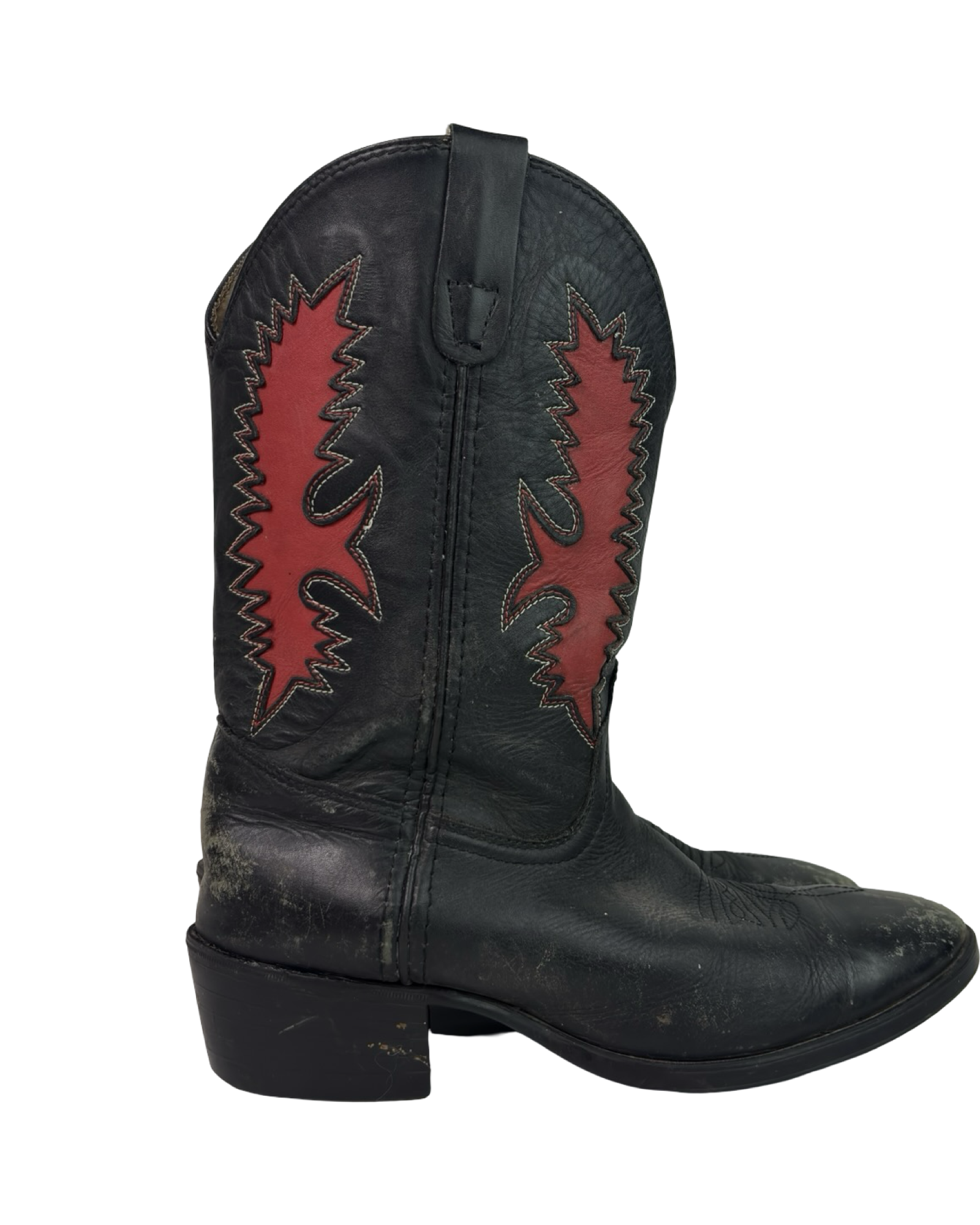 (5) Vintage Pocono Western Black/Red Cowboy Boots