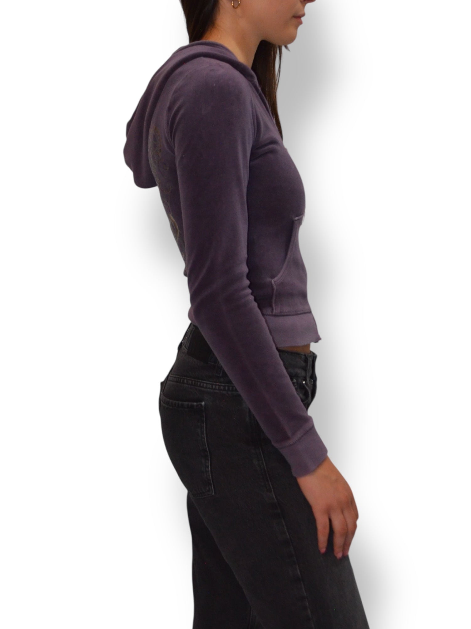 (XS) Mauve Printed Juicy Couture Zip Up Hoodie