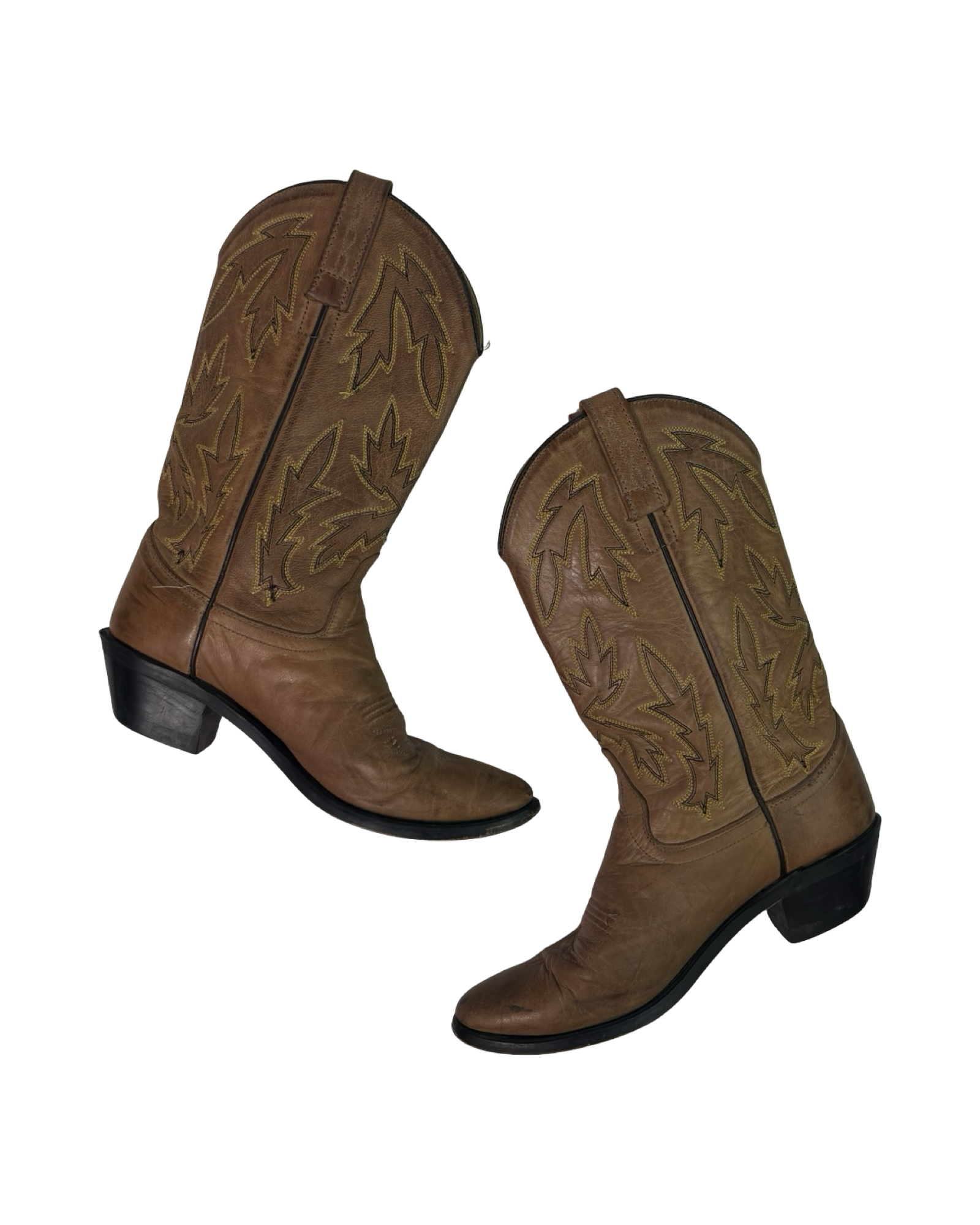 (6) Old West Vintage Leather Cowboy boots