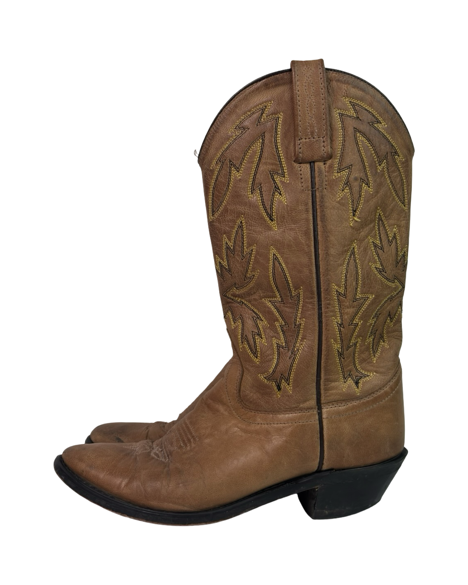 (6) Old West Vintage Leather Cowboy boots
