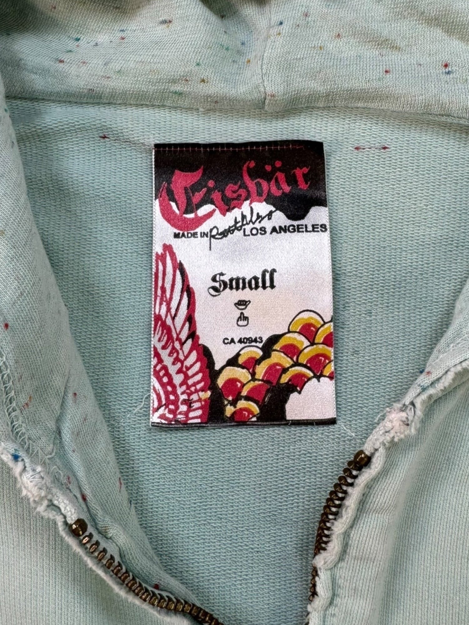 (S) Baby Blue Embellished Zip Up