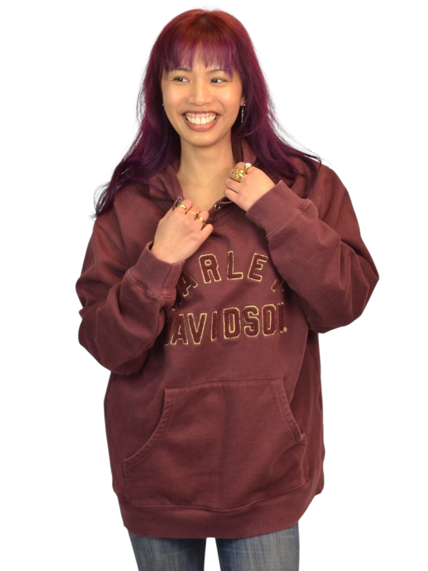 (M) Harley Davidson Maroon Hoodie