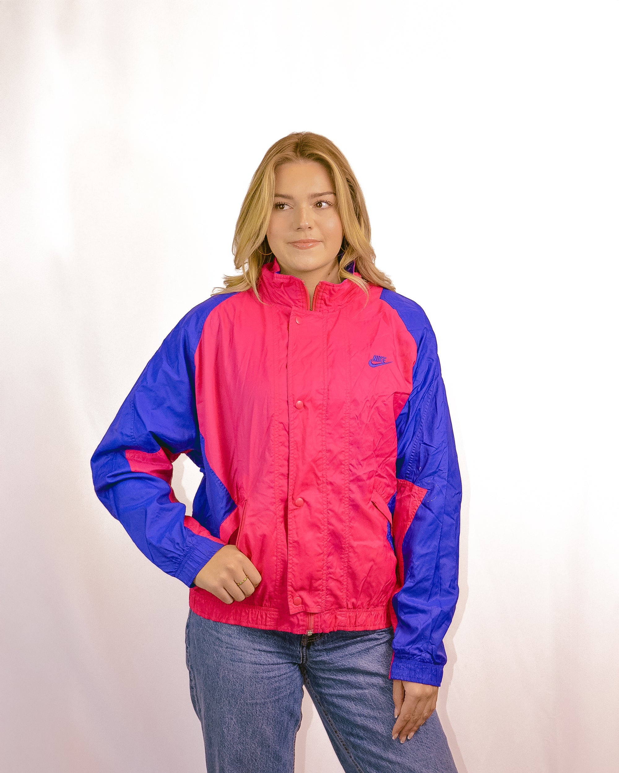 (L/XL) Vintage Nike Pink and Purple Windbreaker
