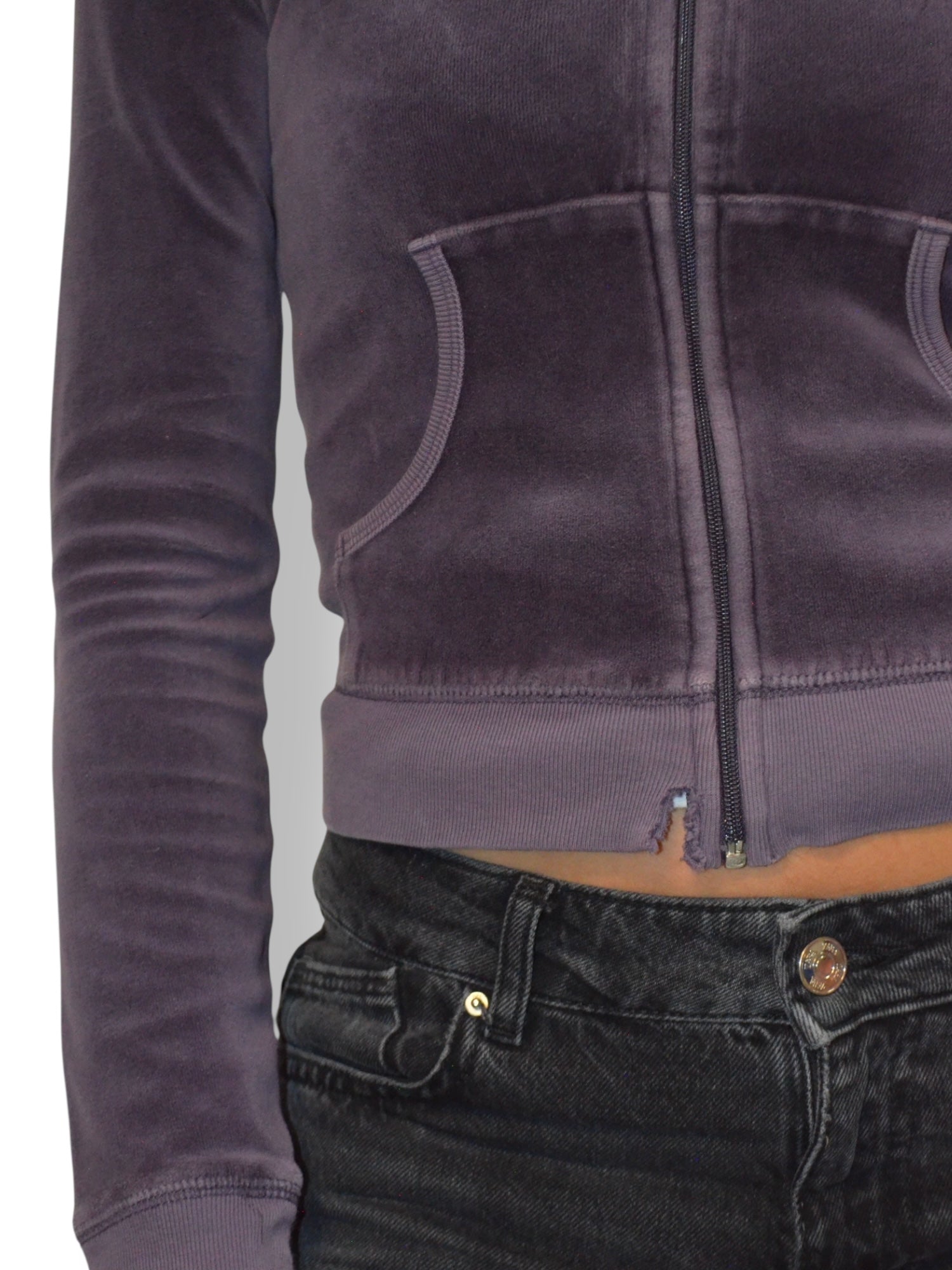(XS) Mauve Printed Juicy Couture Zip Up Hoodie