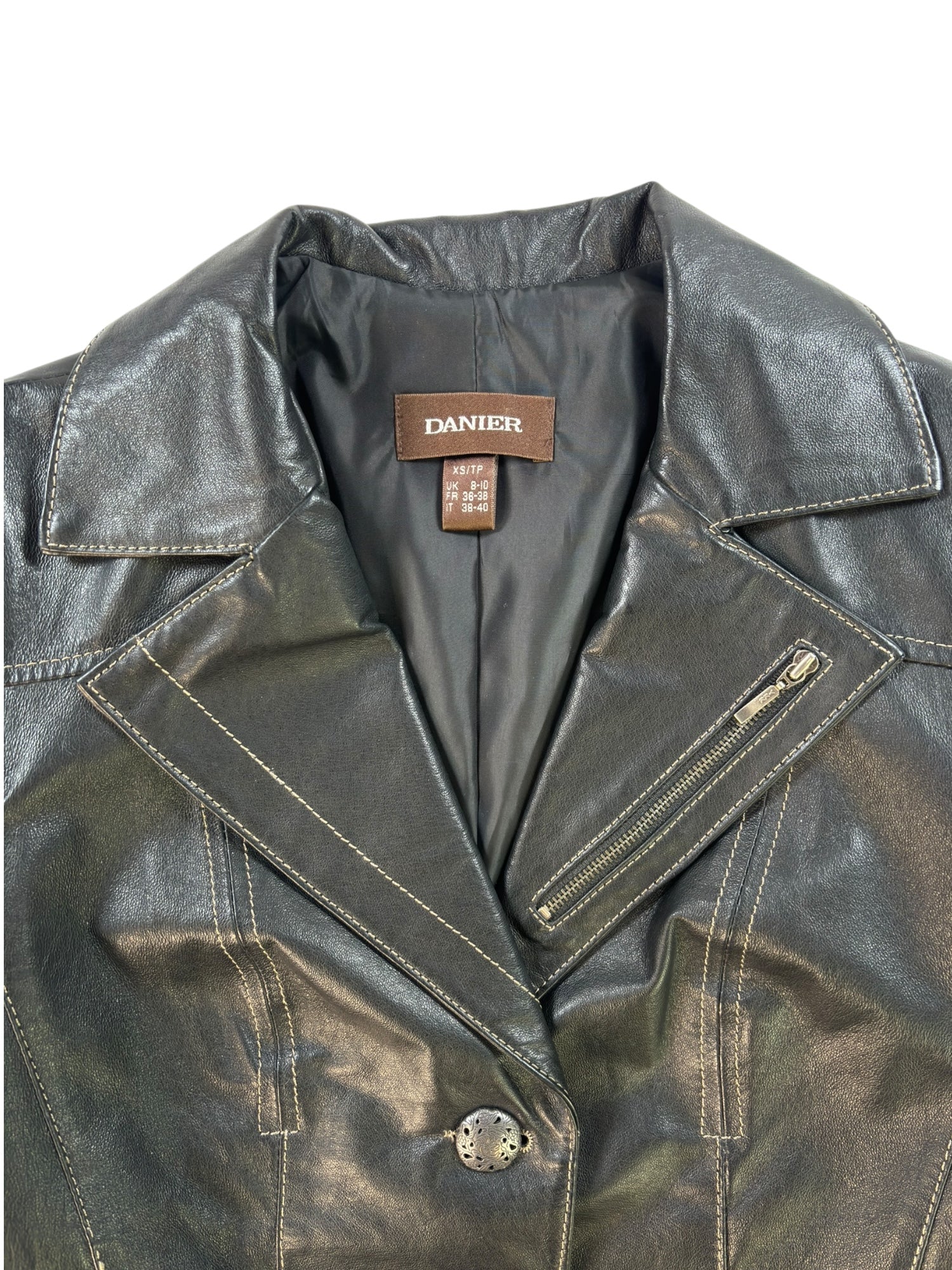 (XS) Danier Button Up Leather Jacket