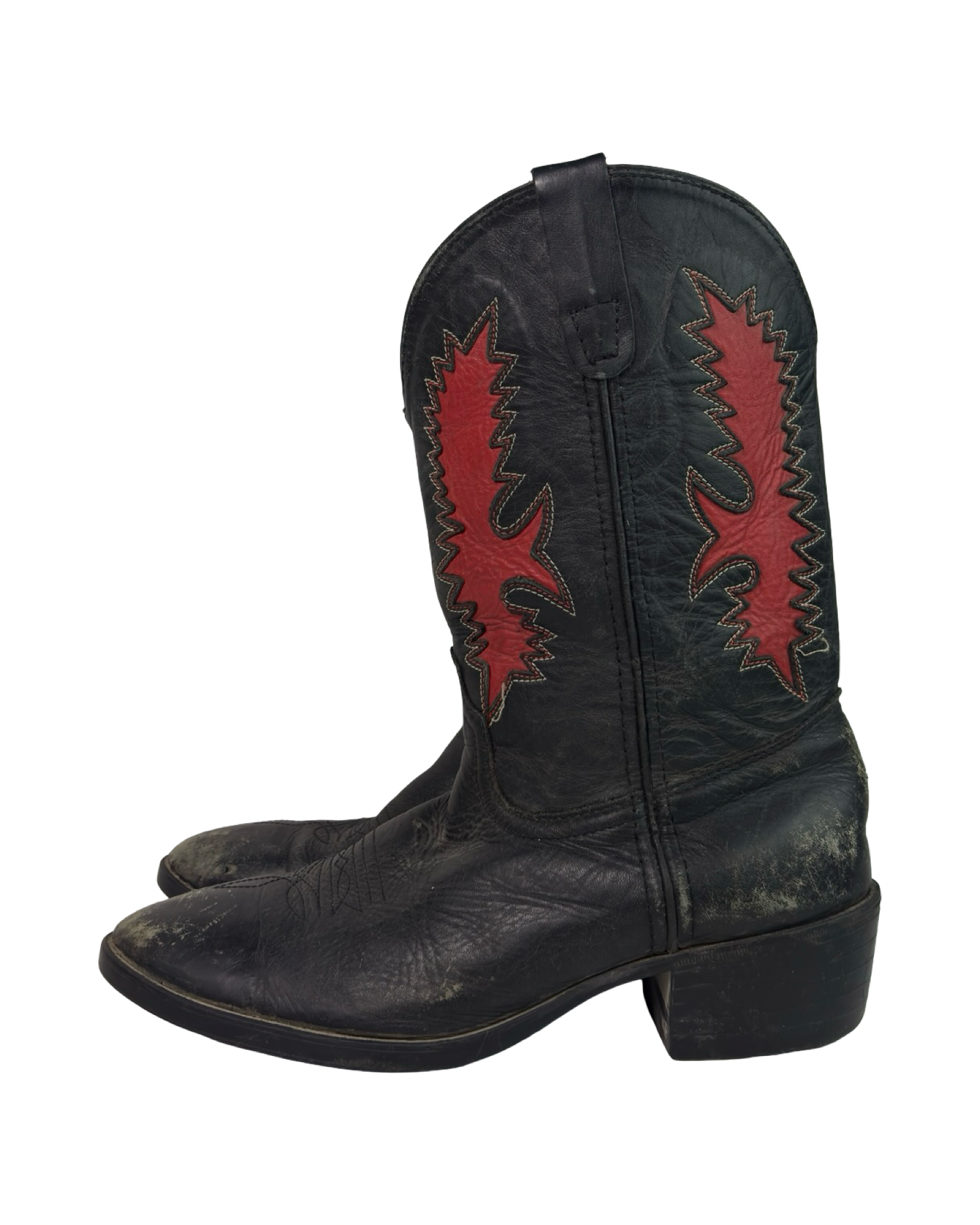 (5) Vintage Pocono Western Black/Red Cowboy Boots