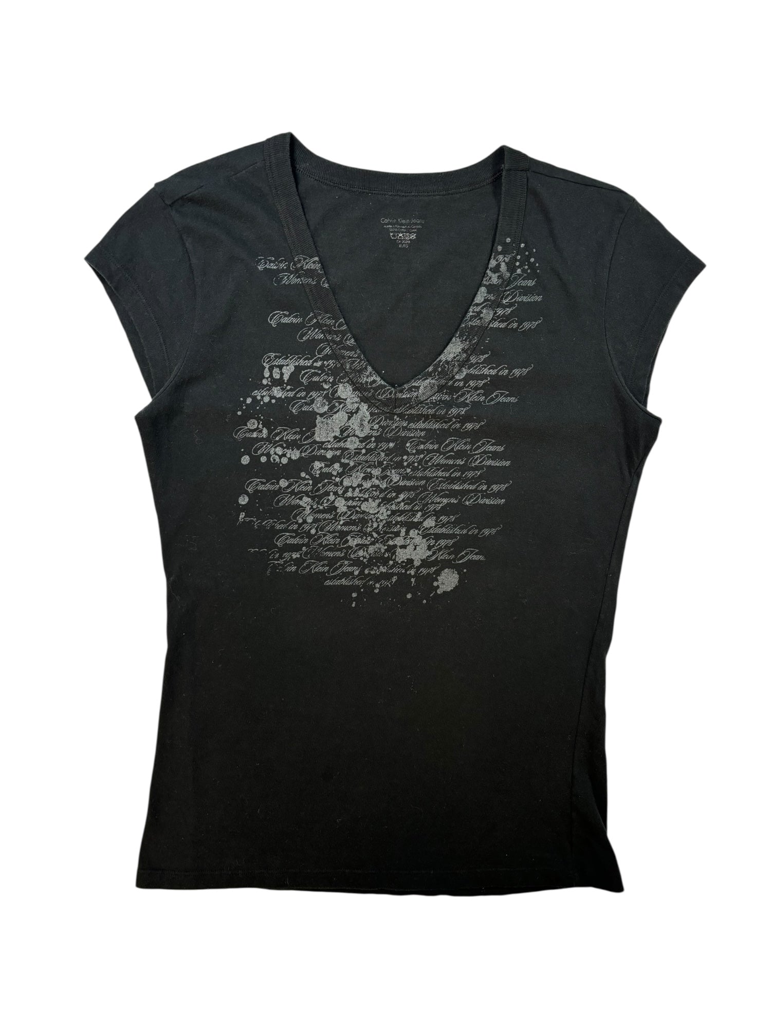 (XL) Calvin Klein V-Neck Tee with Script