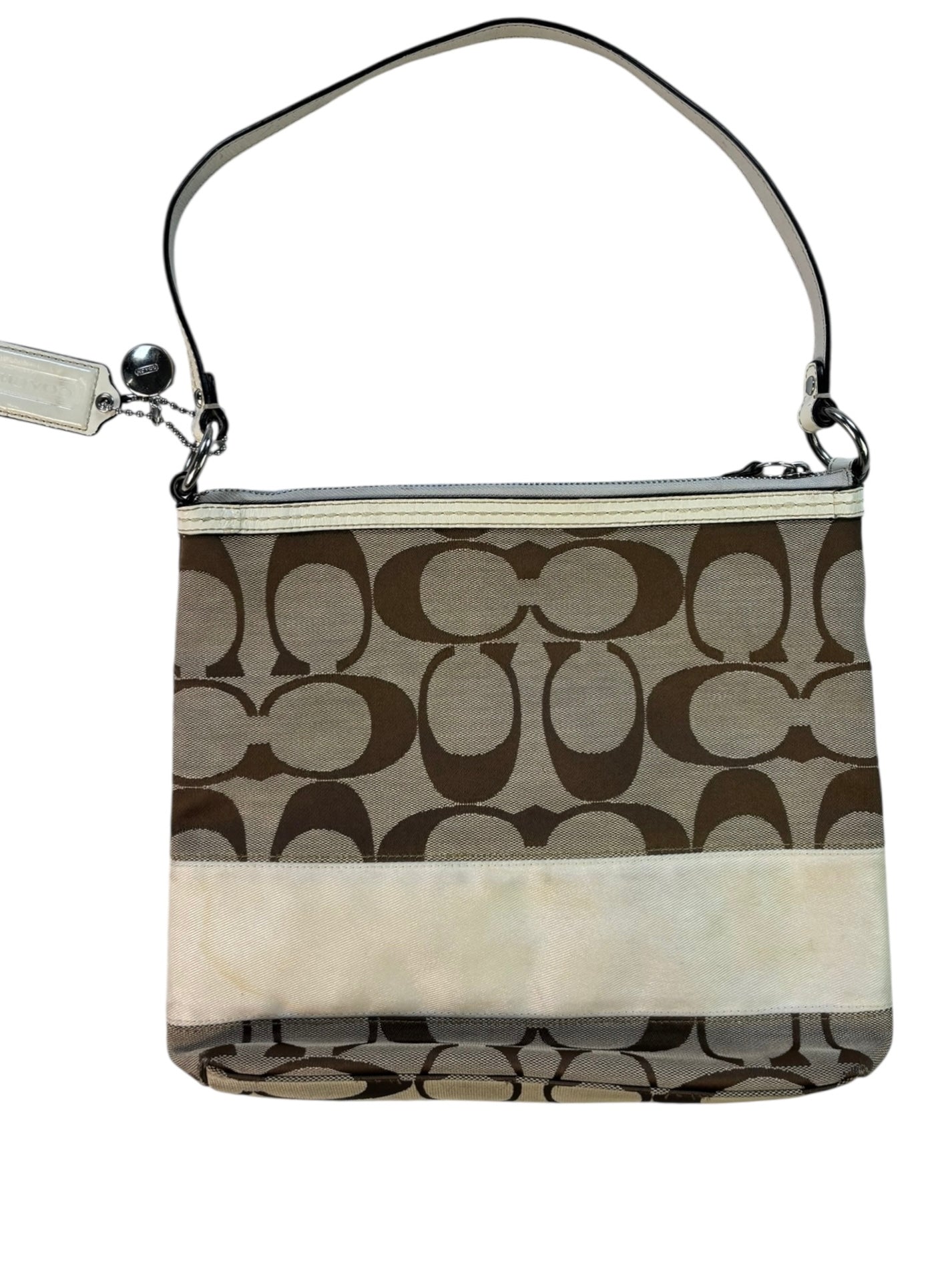 (O/S) Coach Signature Stripe Handbag