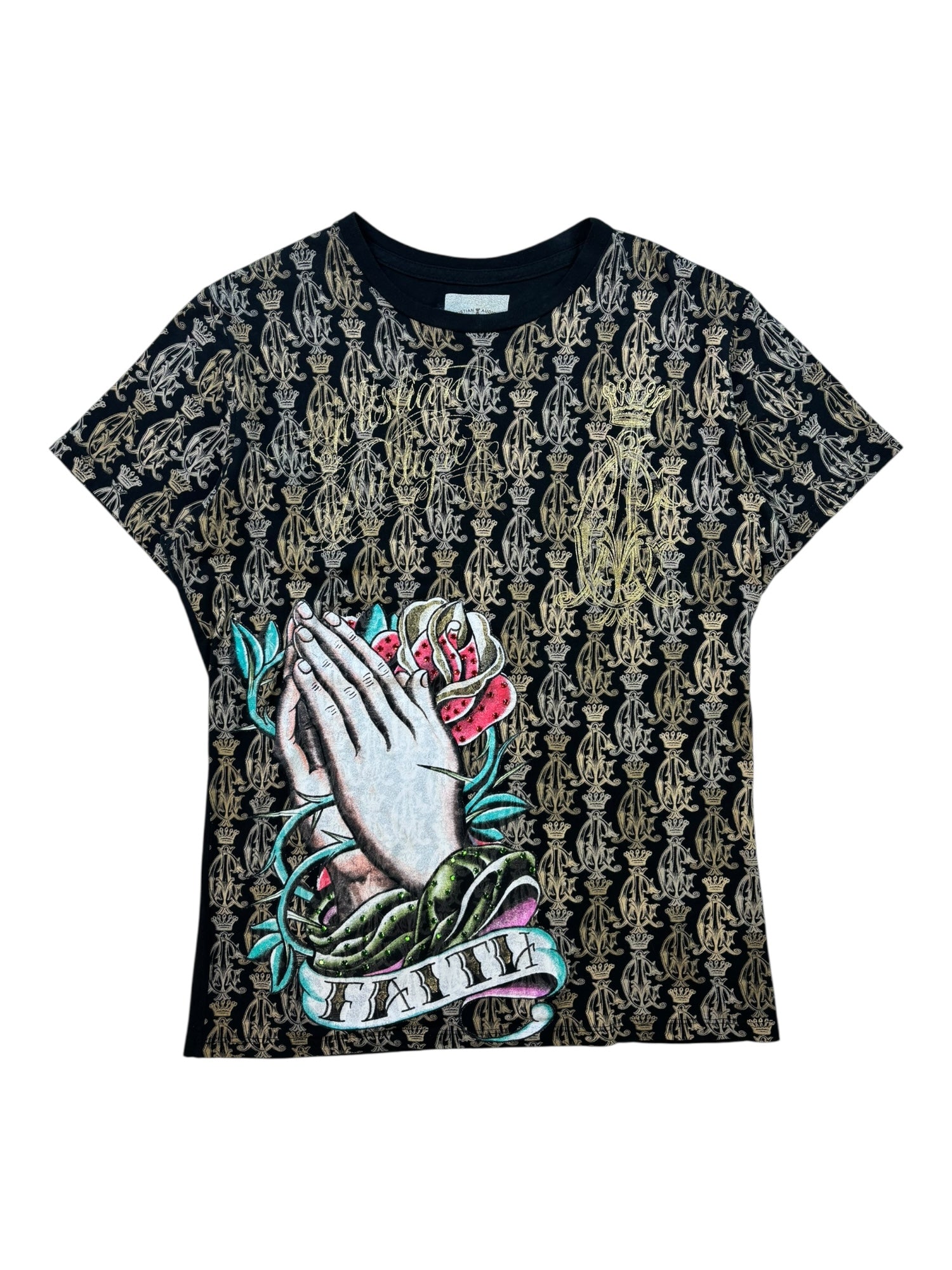 (M) Christian Audigier Gold Faith Graphic Tee