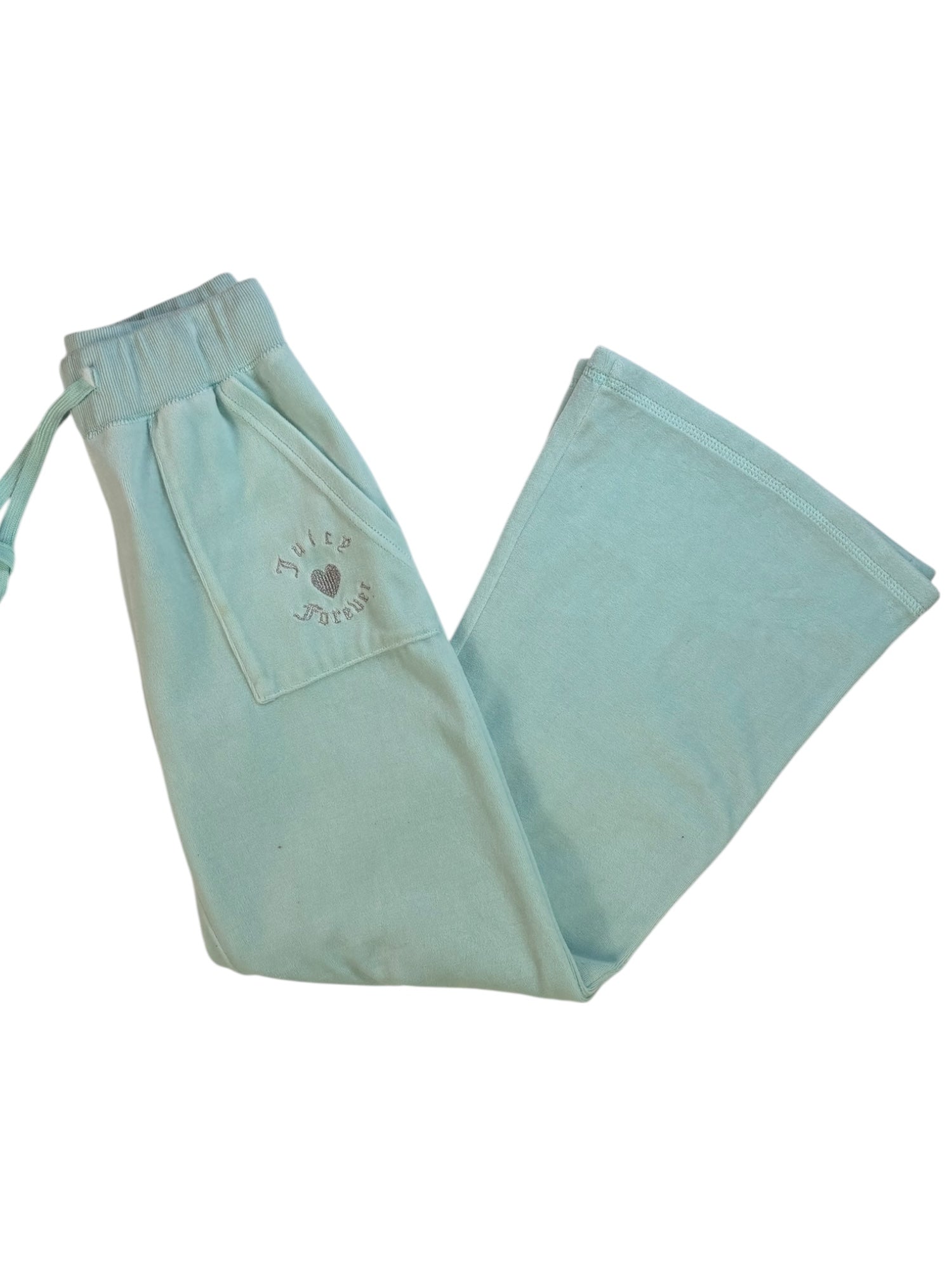 (XS) Baby Blue Embroidered Juicy Velour Pants