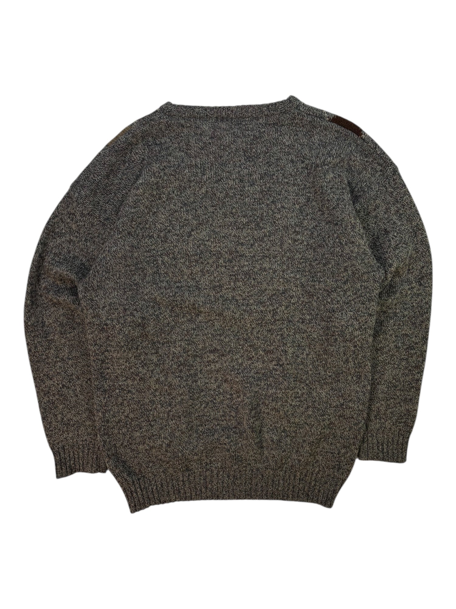 (L) Grey Argyle Pattern Knit Sweater