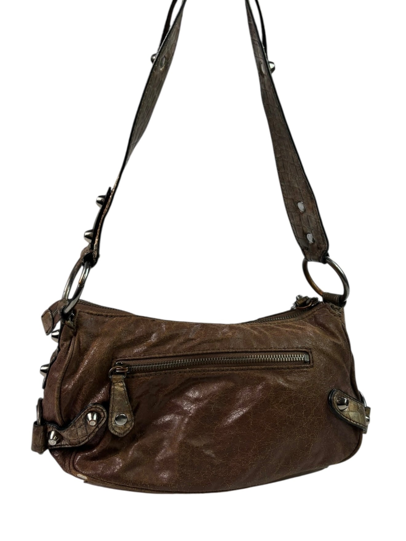 (O/S) Brown with Snakeskin Guess Shoulder Purse