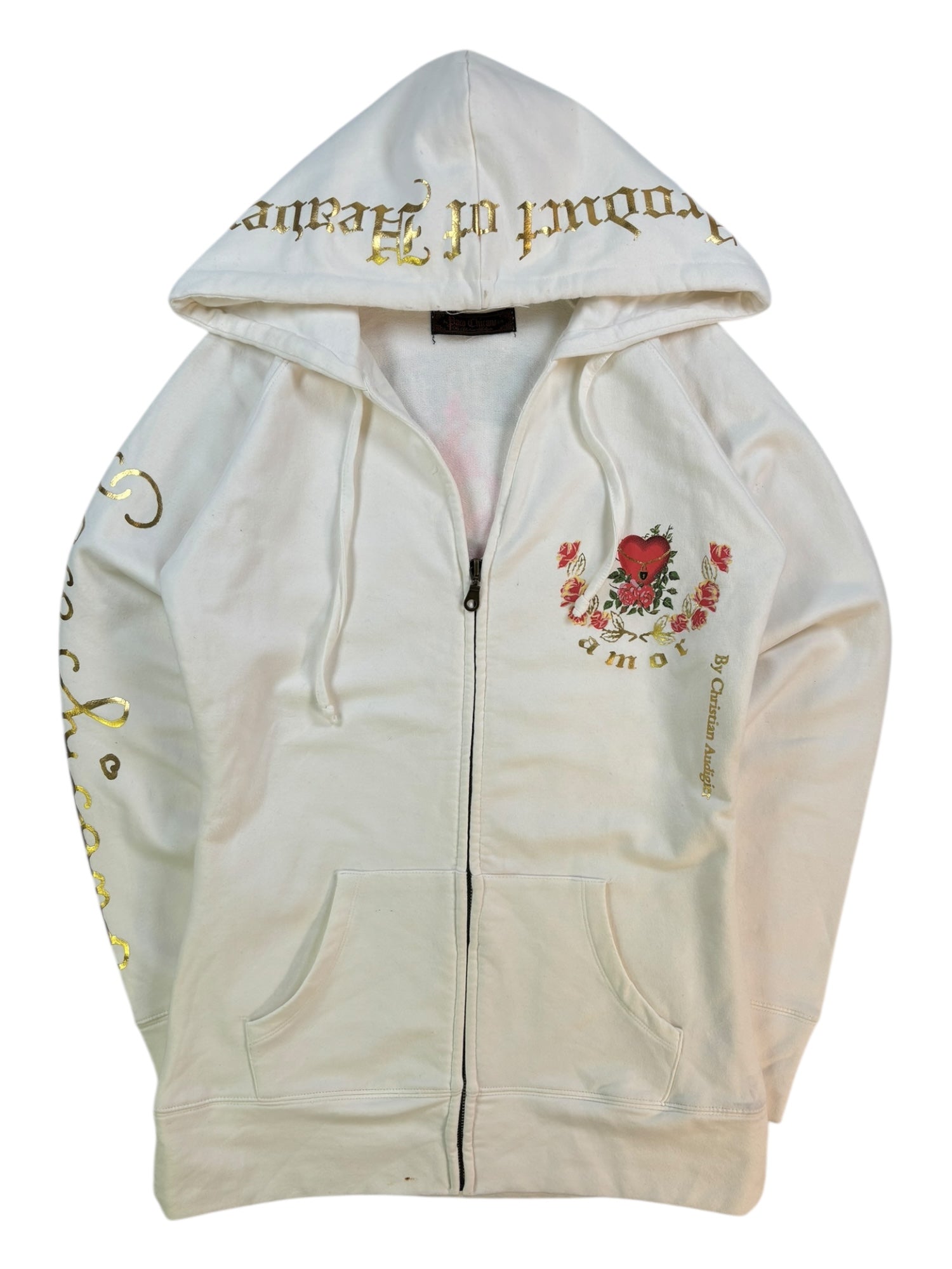(M) Paco Chicano By Christian Audigier White Zip Up Hoodie