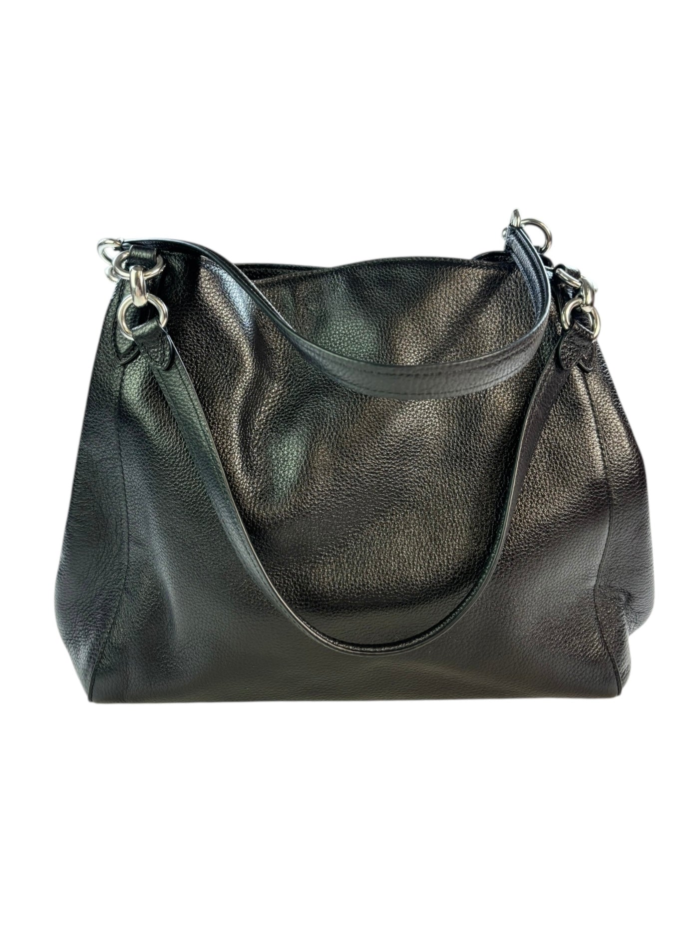 (O/S) Coach Hallie Shoulder Bag Black Pebbled Leather