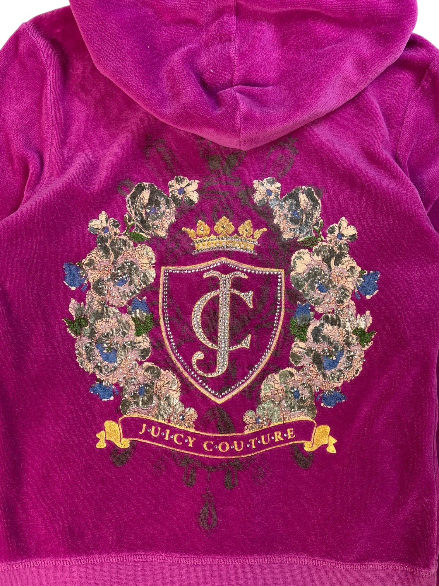 (S) Mulberry Embellished Juicy Couture Velour Zip-up Hoodie