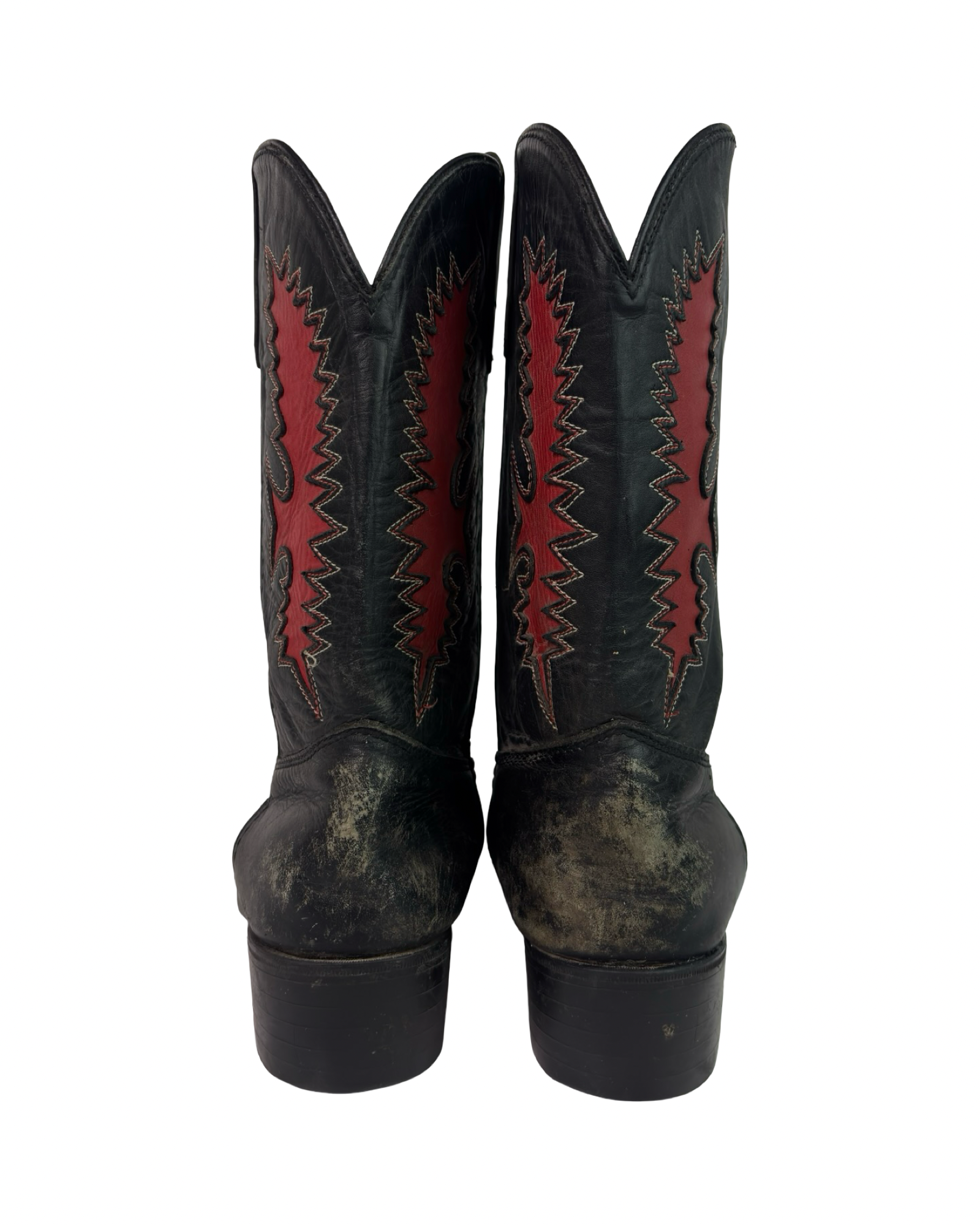 (5) Vintage Pocono Western Black/Red Cowboy Boots