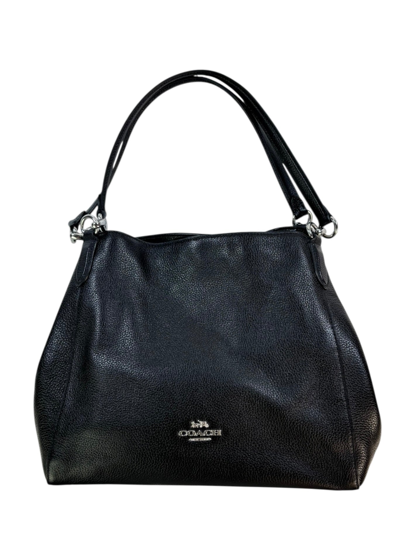 (O/S) Coach Hallie Shoulder Bag Black Pebbled Leather
