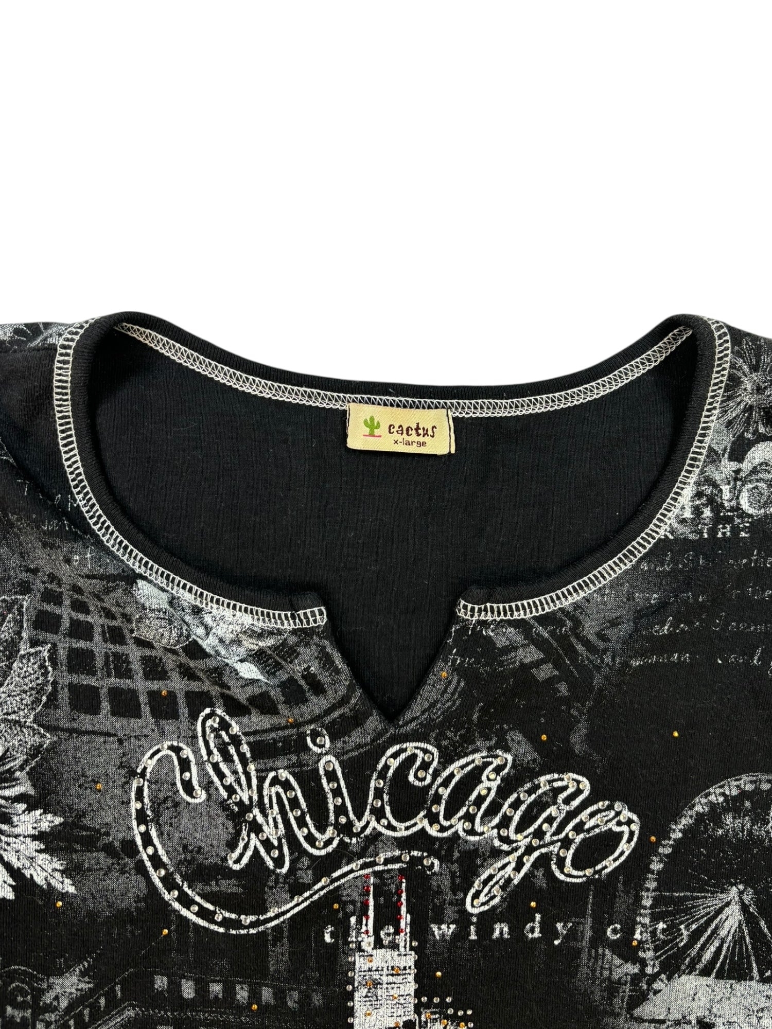 (XL) Chicago Rhinestone Cactus Tee