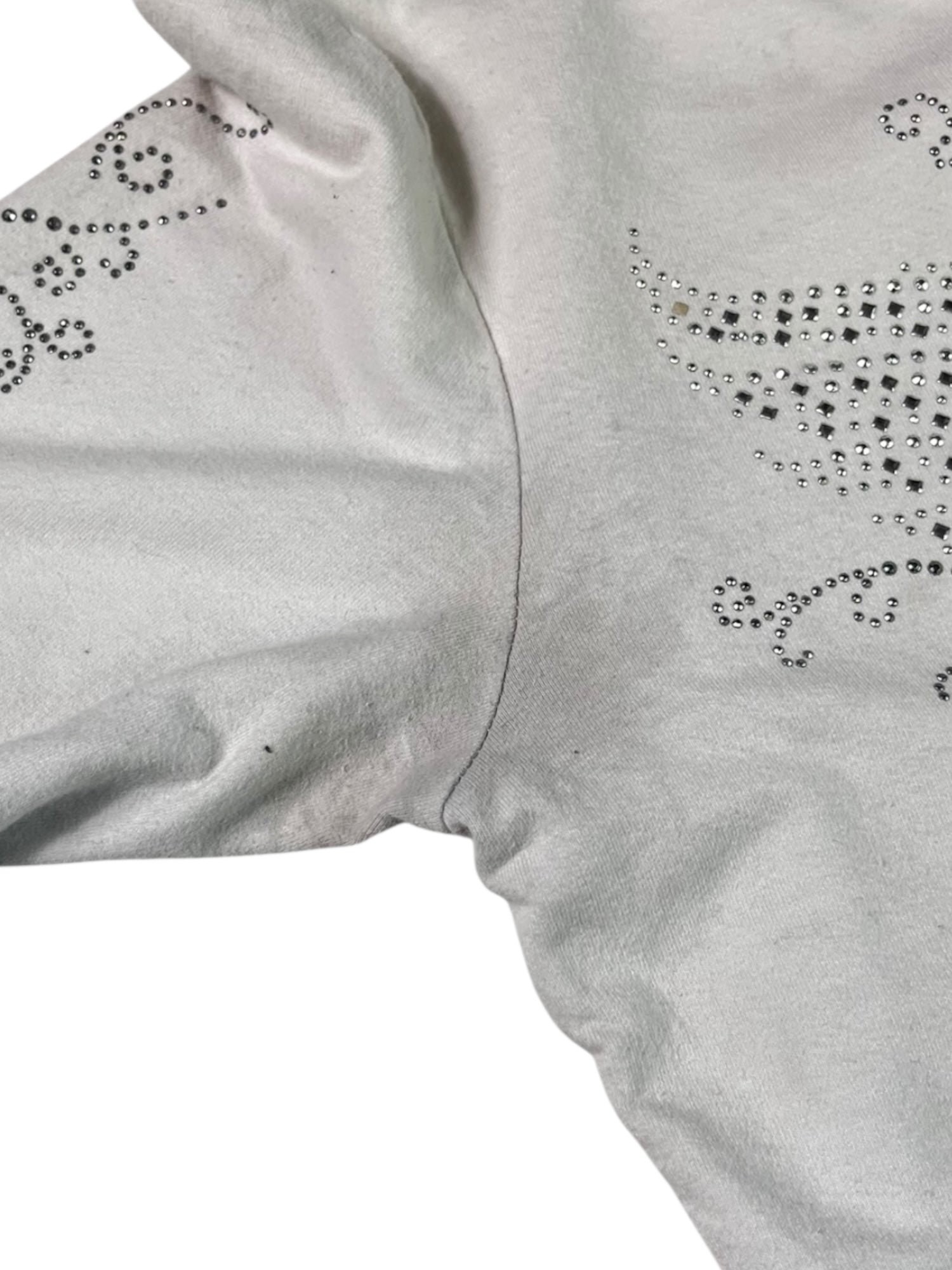 (M) White Rhinestone Embellished Zip Up