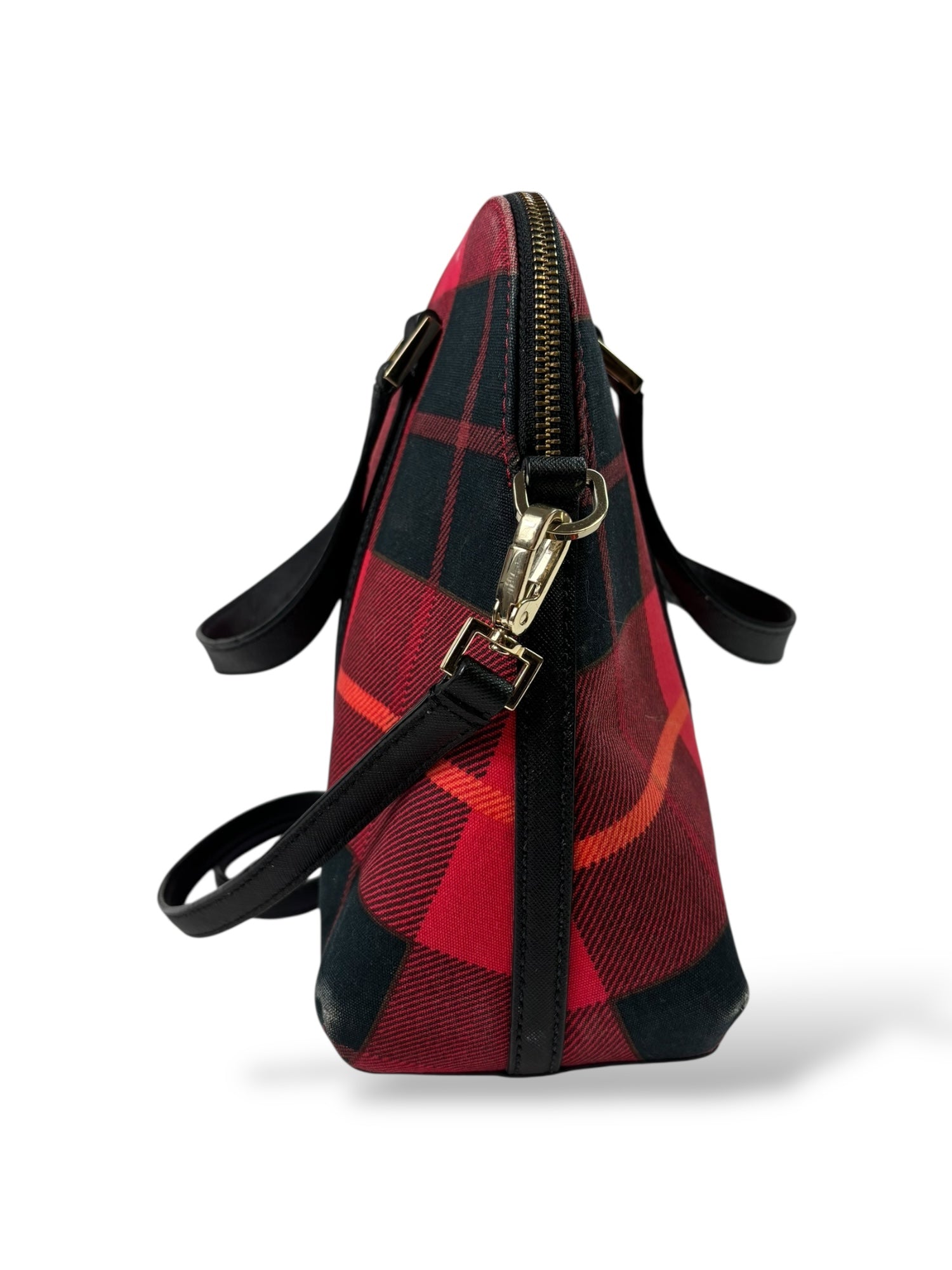 (O/S) Red Plaid Kate Spade Structured Purse