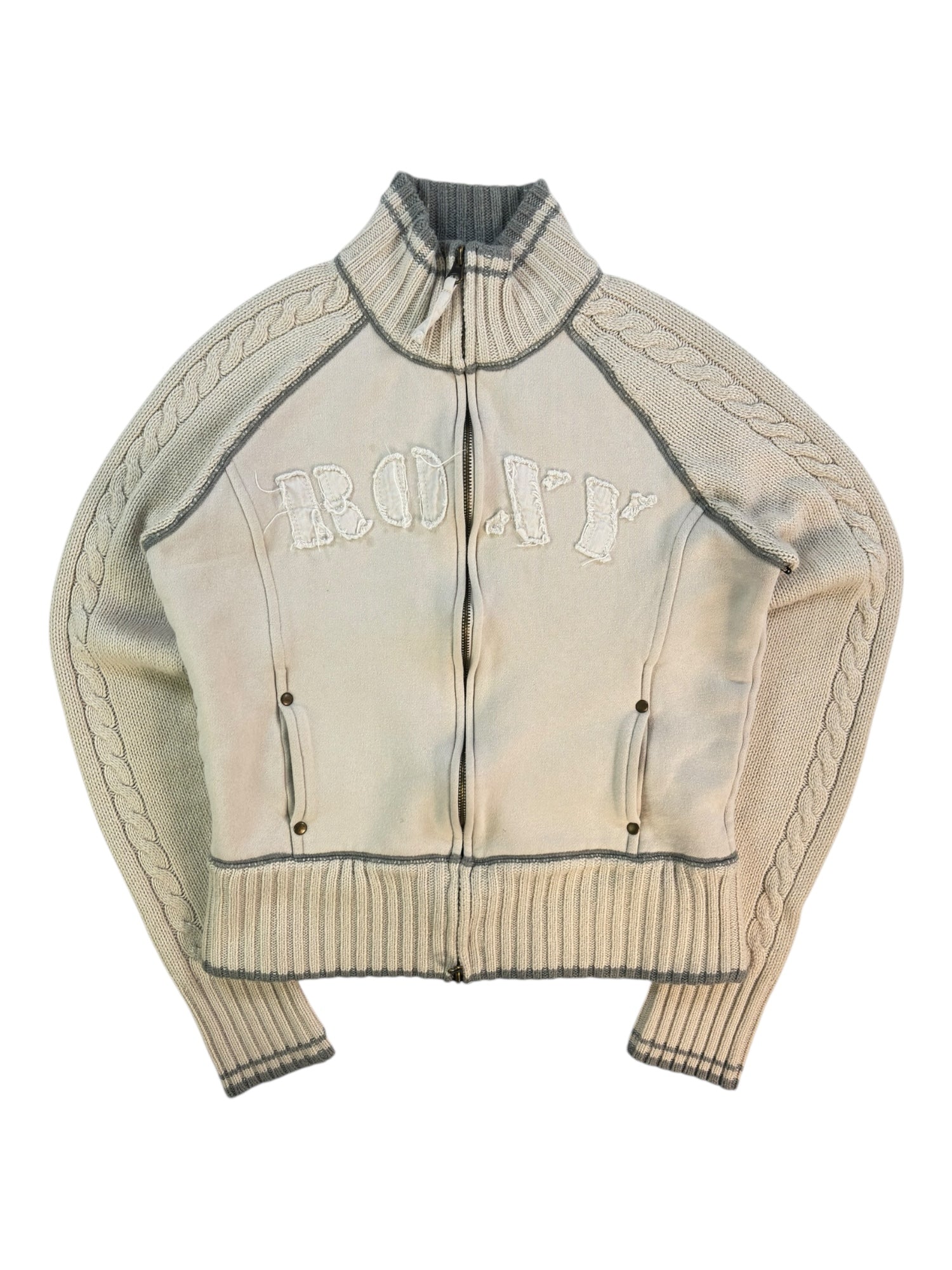 (S) Roxy Knit Zip Up Beige