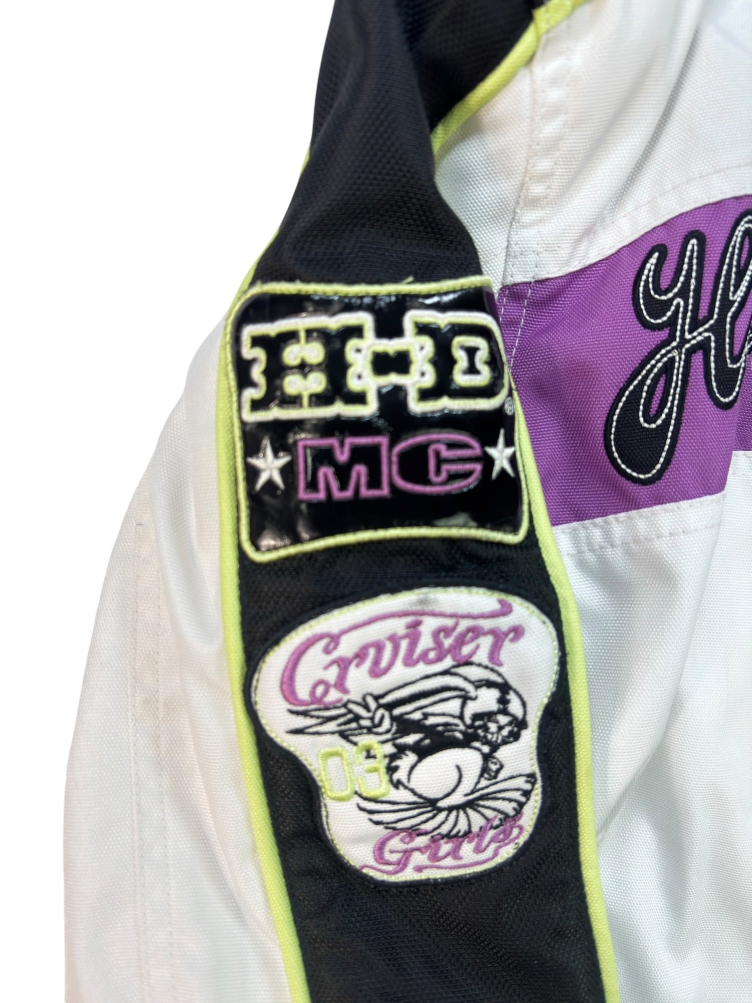 (S) Harley Davidson White Moto Jacket With Patches