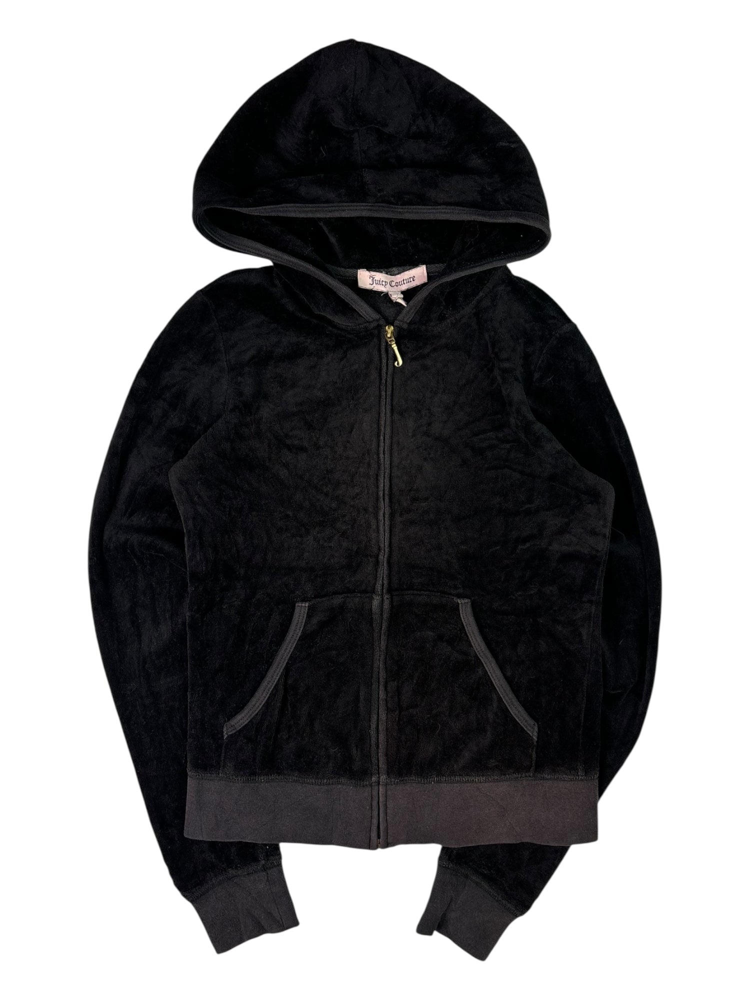 (XS) Black Embellished Juicy Couture Zip-up Hoodie