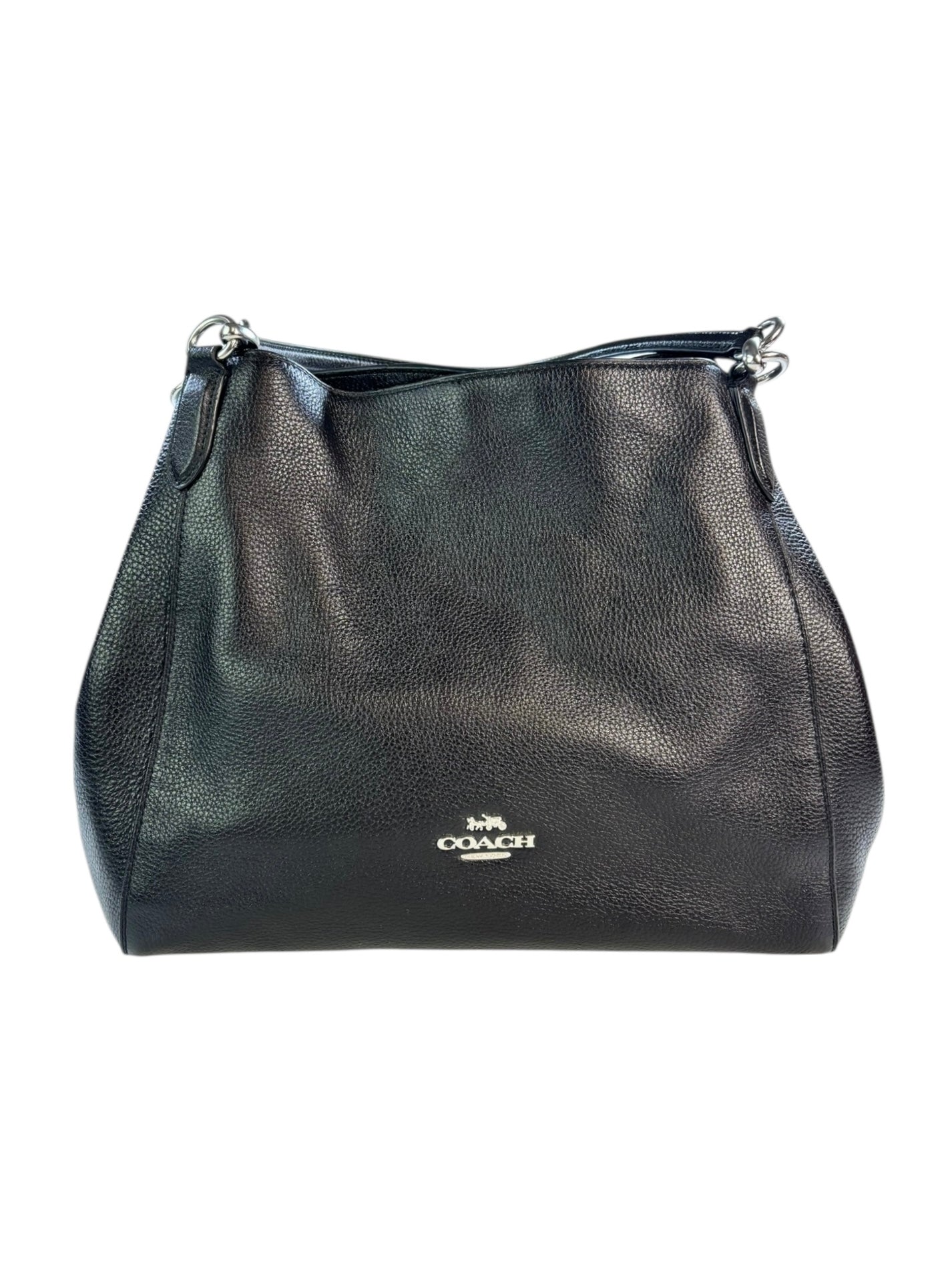 (O/S) Coach Hallie Shoulder Bag Black Pebbled Leather