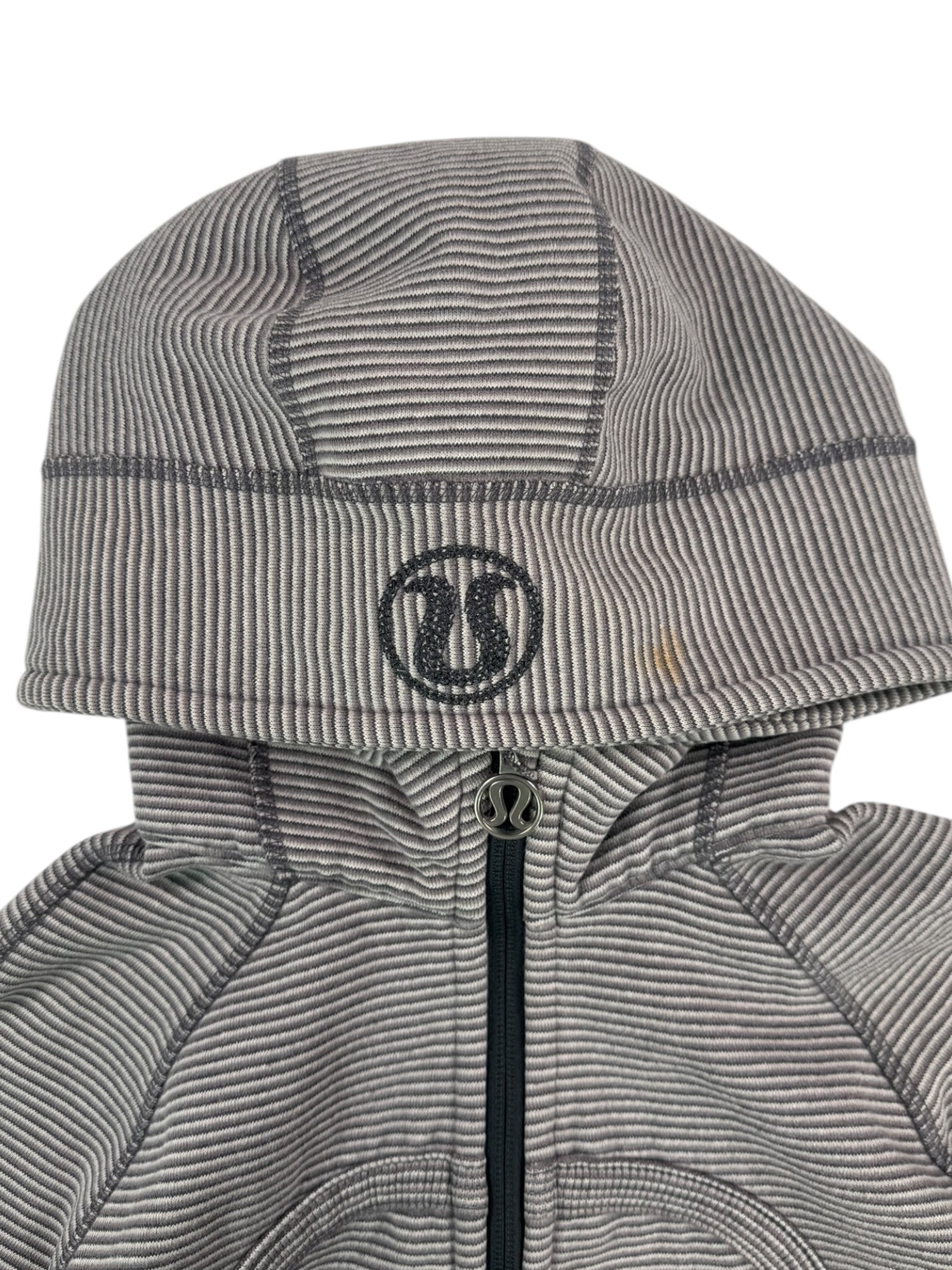 (M) Lululemon Stripped Scuba Hoodie Grey