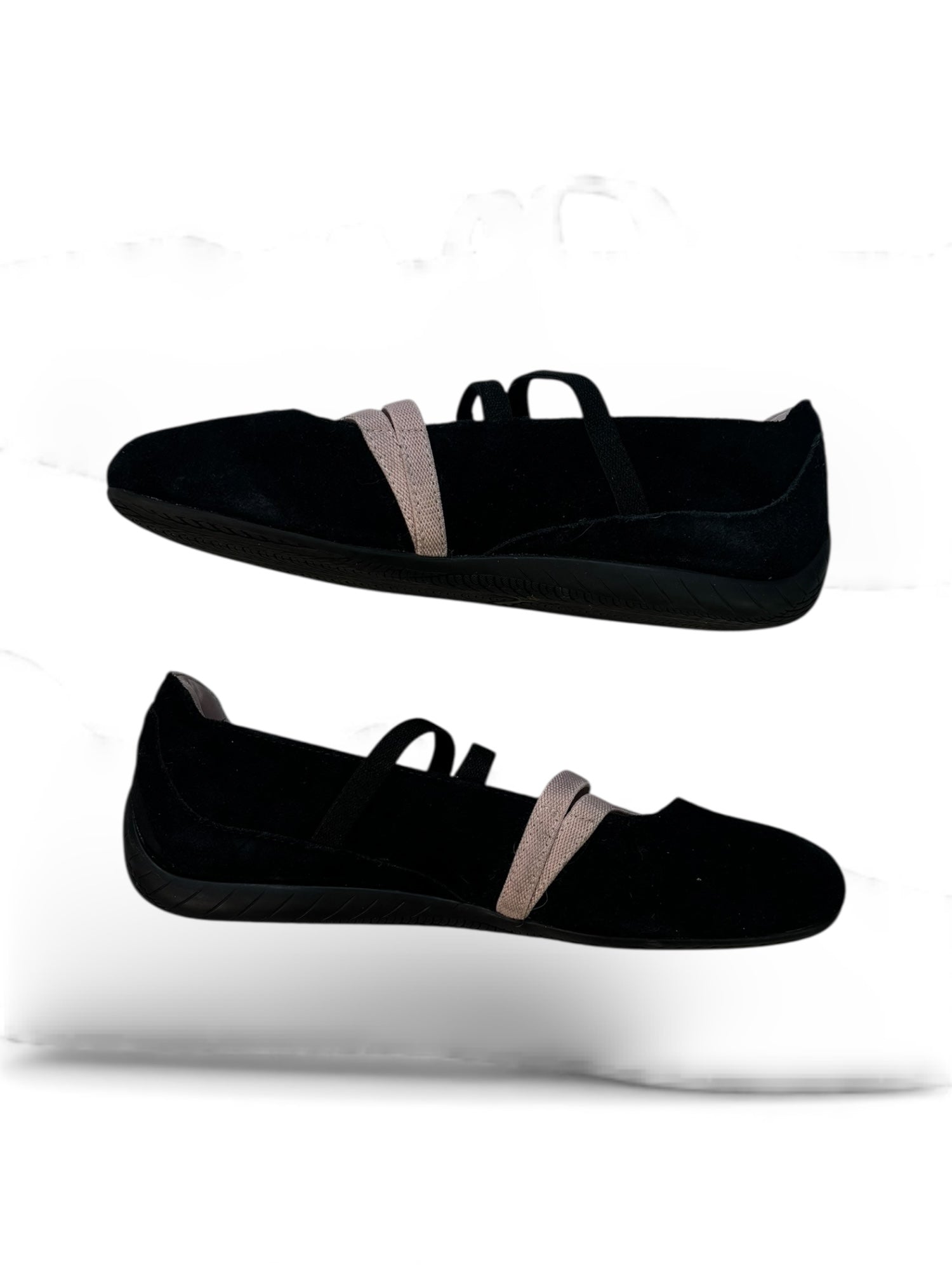 (8) Black and Pink Speedcat Ballet Flat Sneakers