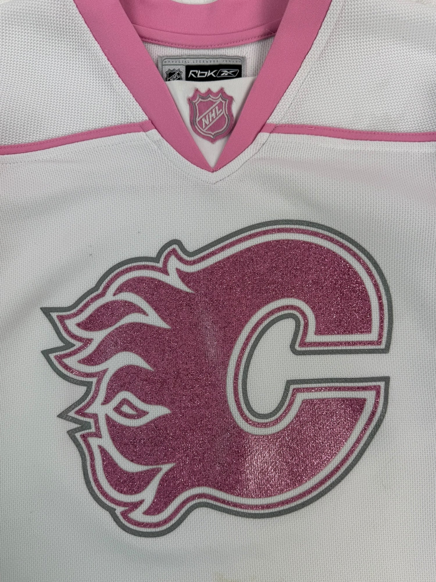 (S) Calgary Flames Pink/White Glitter Jersey