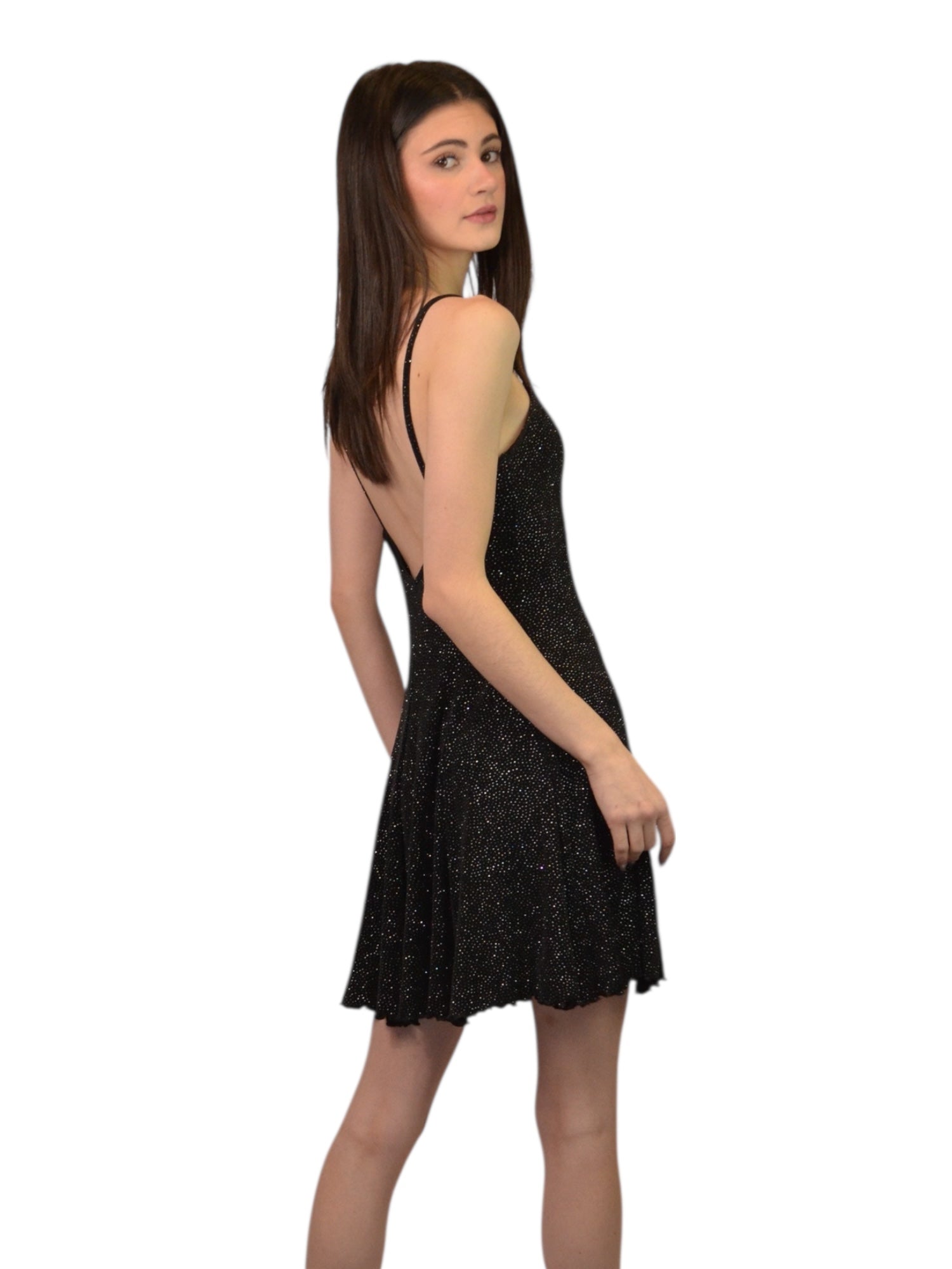 (M) Vintage Dalmys Black Sparkly Party Dress