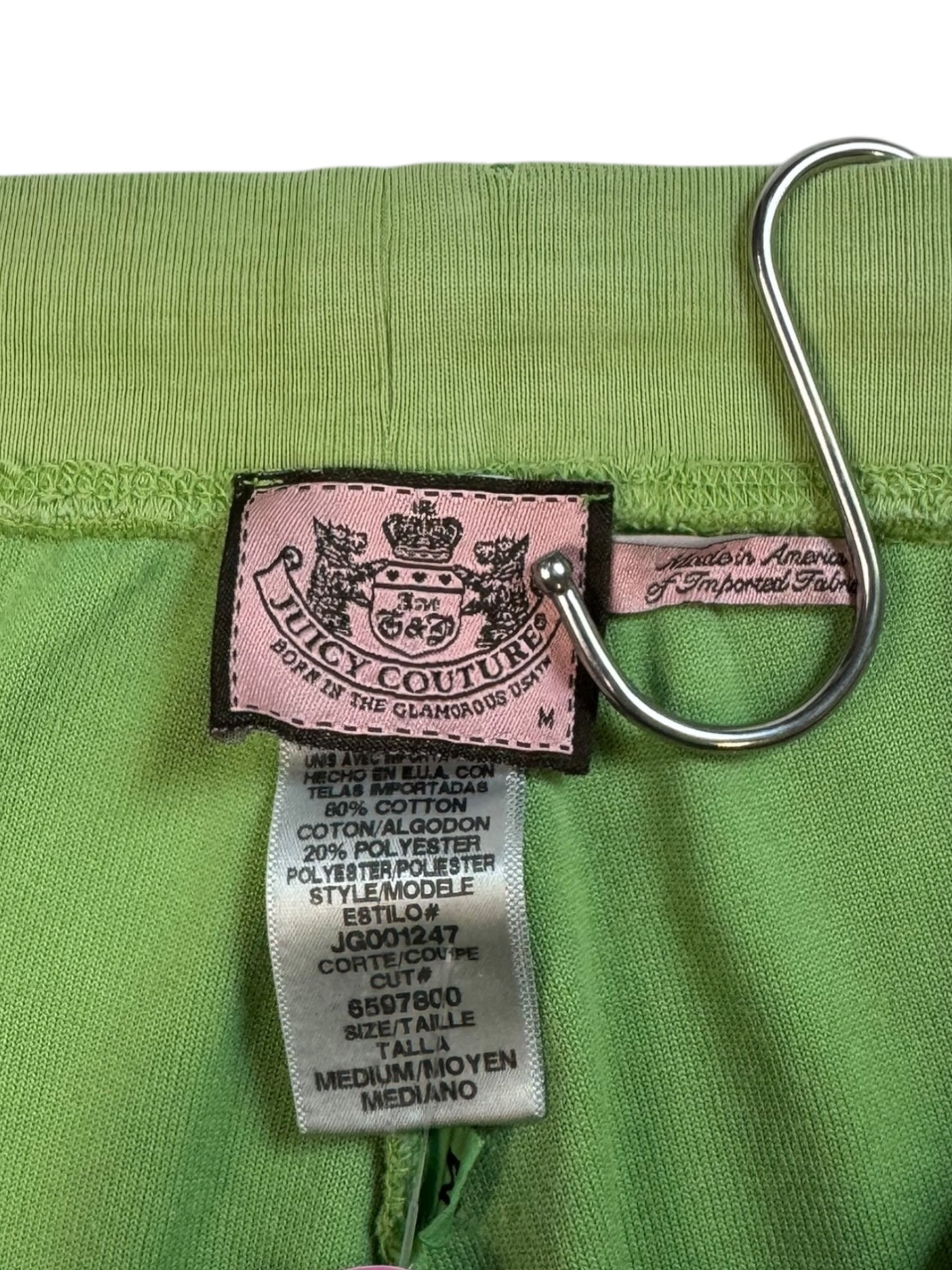 (M) Lime Green printed Juicy Couture Velour Pants