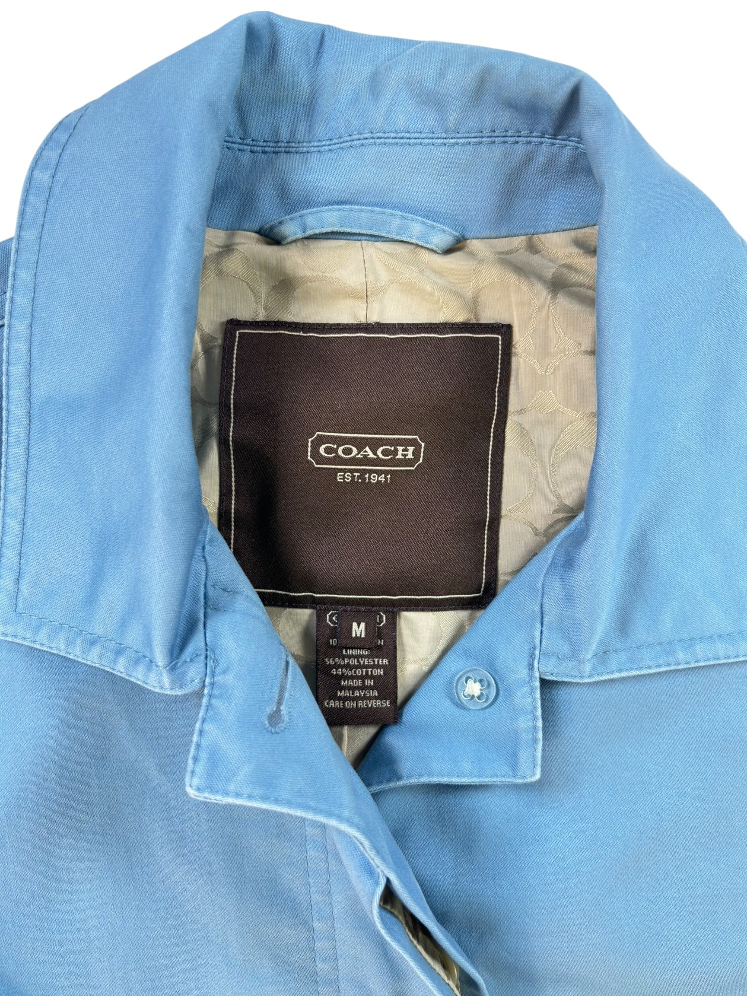 (M) Coach Light Blue Button-up Jacket