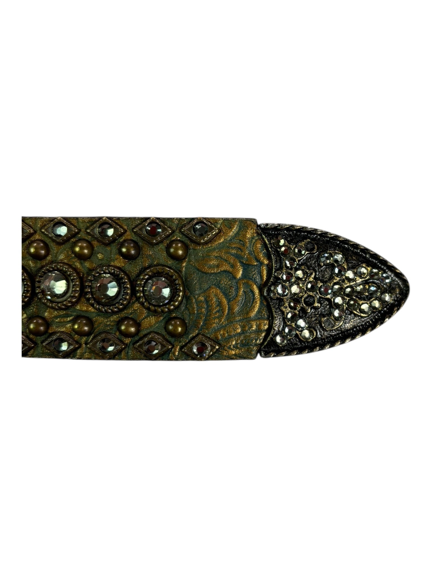 (XL) Genuine Leather Rhinestone Western Belt