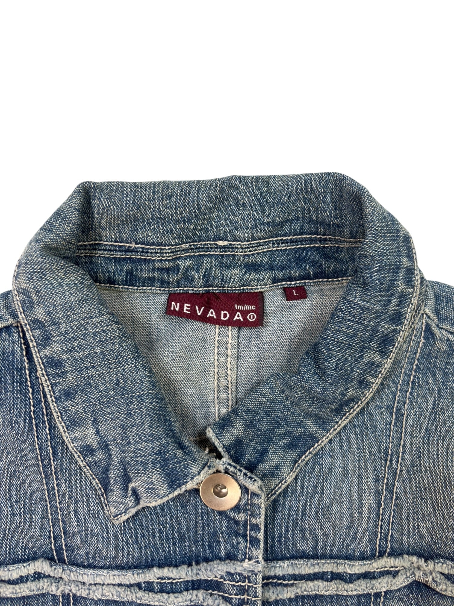 (M) Y2k Nevada Raw Hemmed Denim Jacket