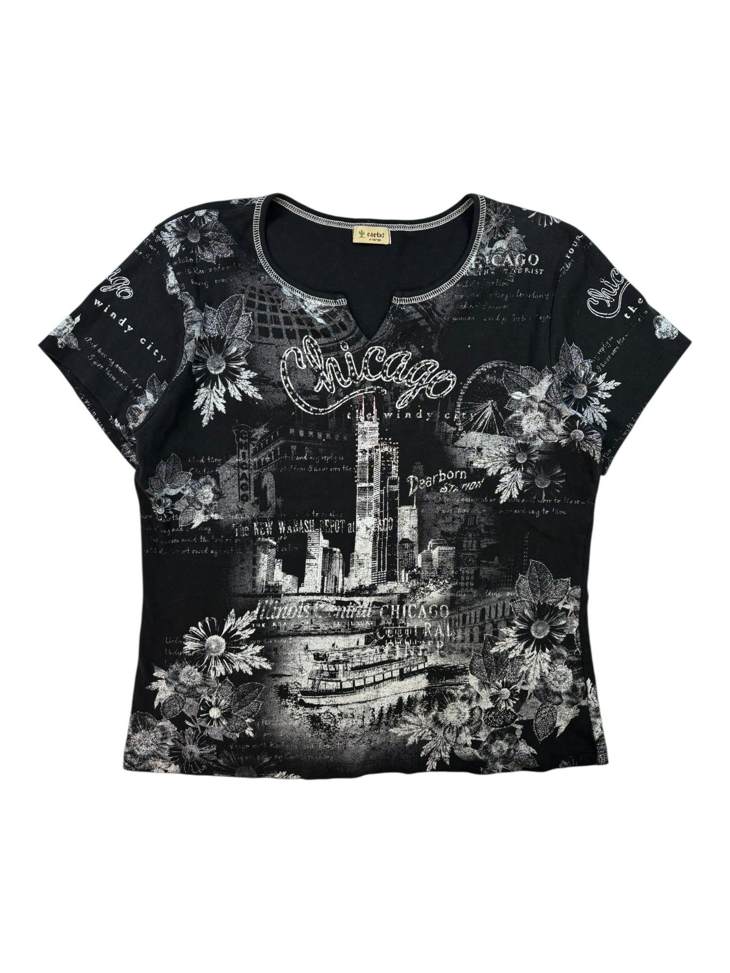 (XL) Chicago Rhinestone Cactus Tee