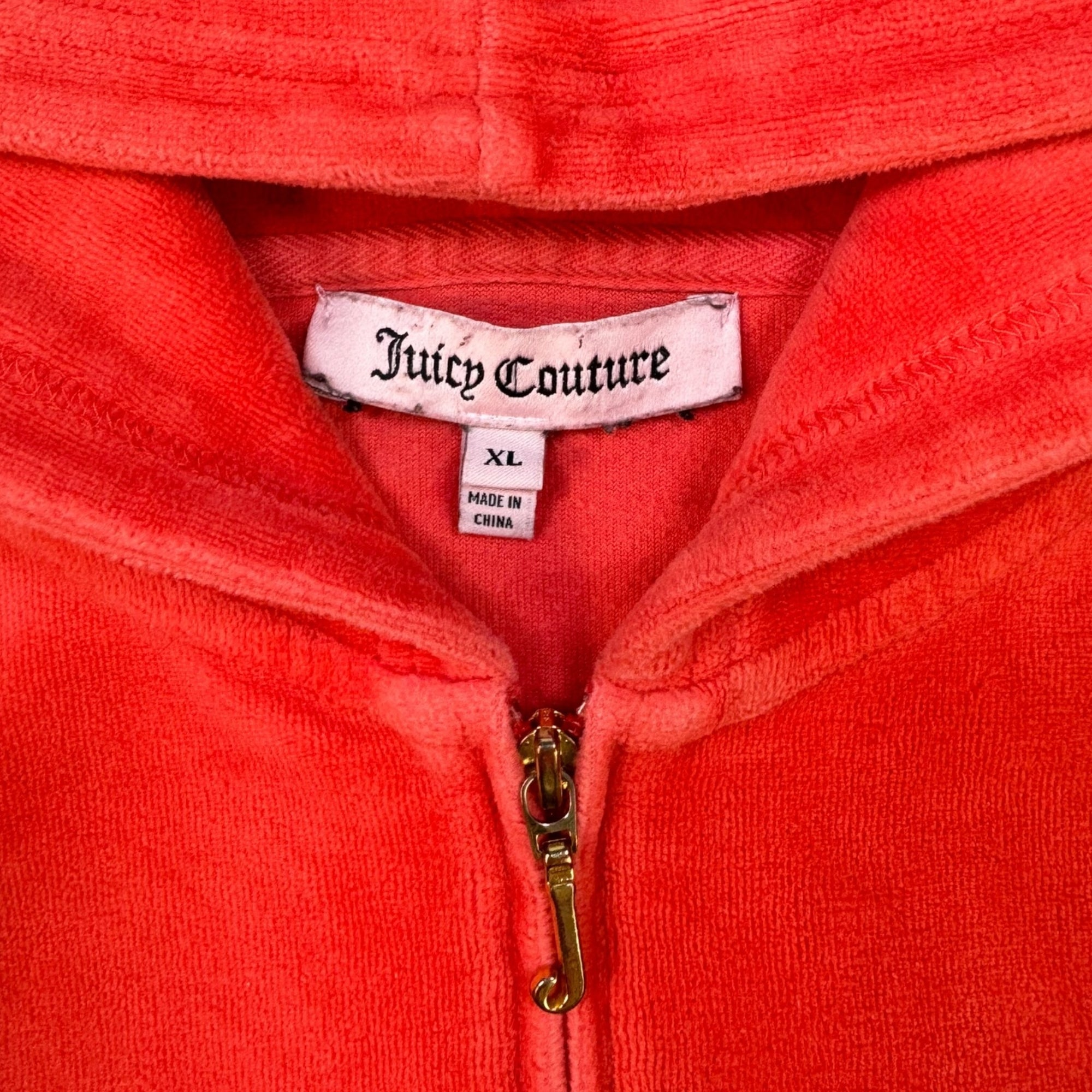 (L) Coral Juicy Couture Velour Zip-up
