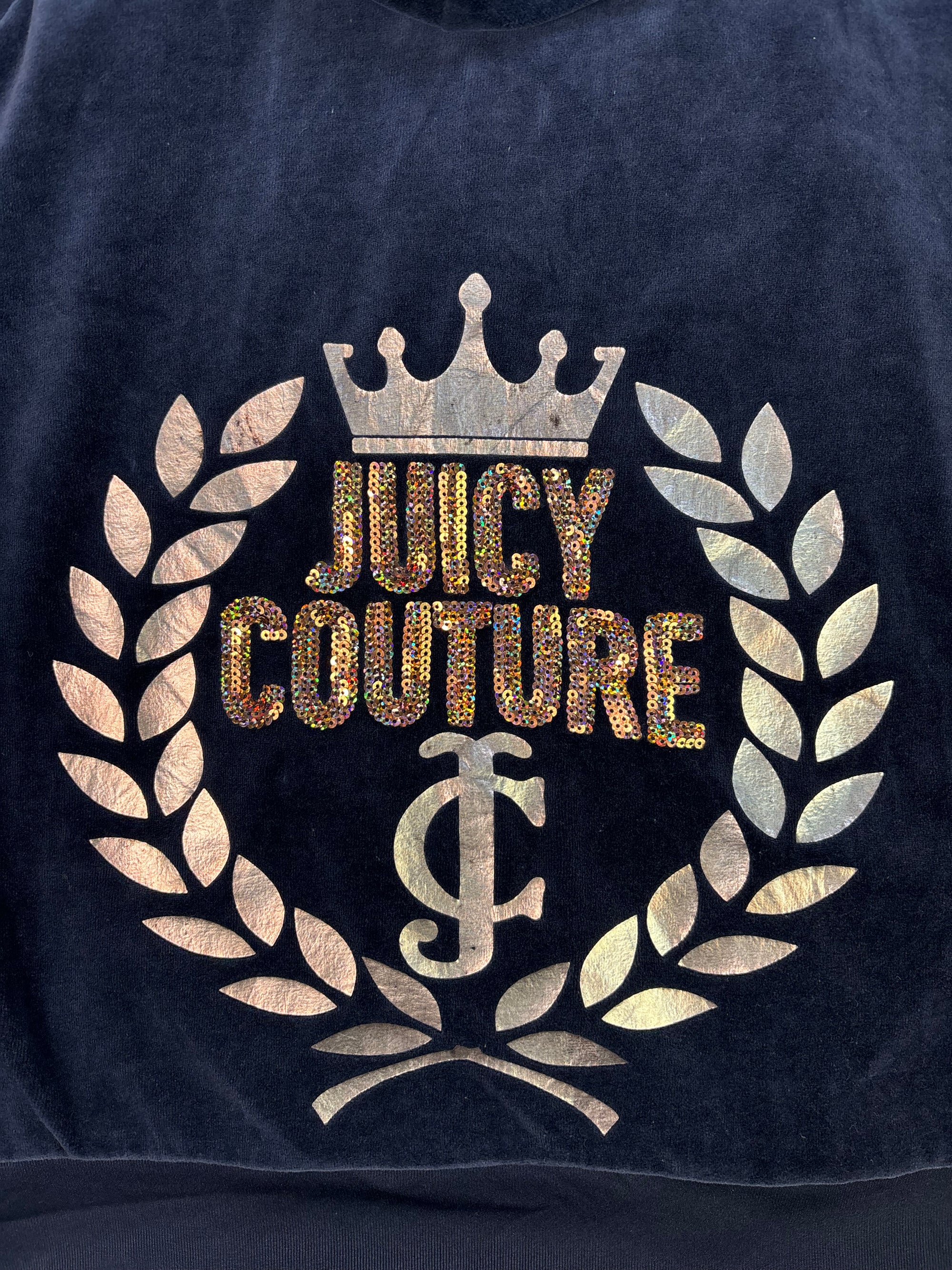(XL) Midnight Blue with Sequin Graphic Juicy Couture Top