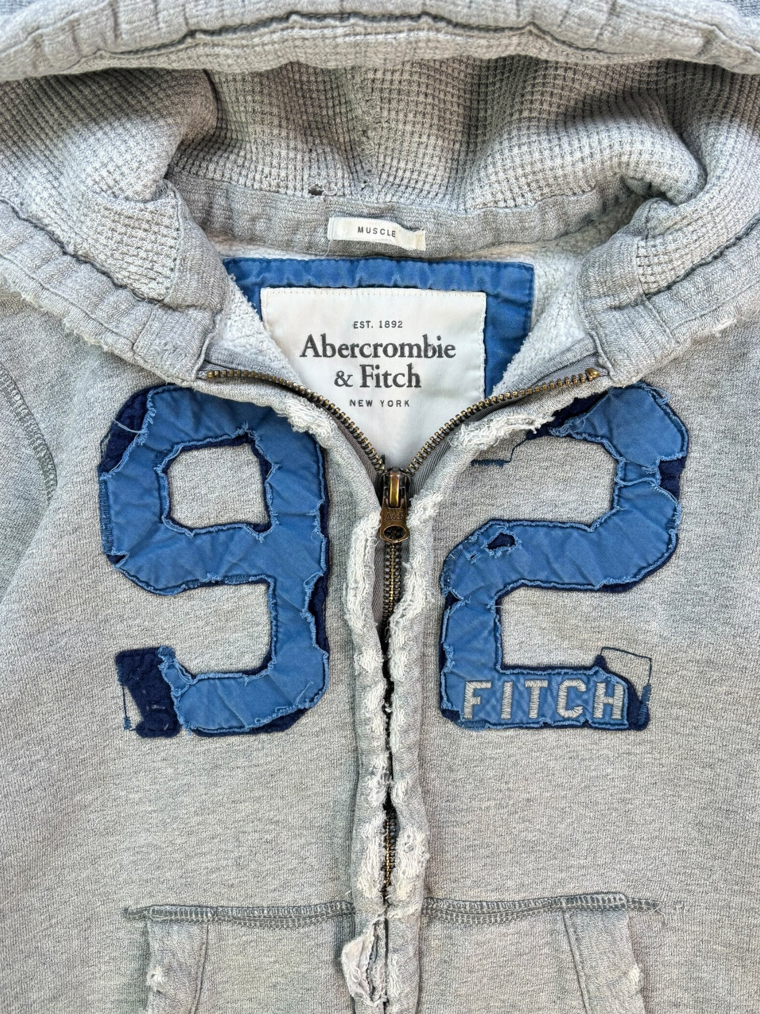 (M) Abercrombie and Fitch Distressed Zip Up Hoodie